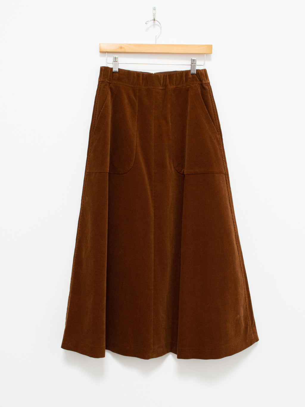 Namu Shop - Unfil Cotton Corduroy Flared Skirt - Brown
