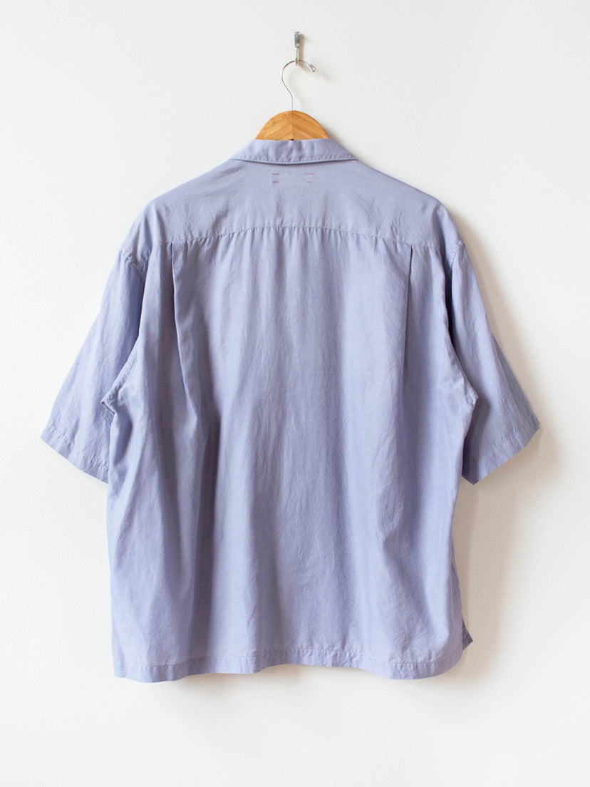 Namu Shop - Unfil Cotton Silk Twill Open Collar SS Shirt - Blue Gray
