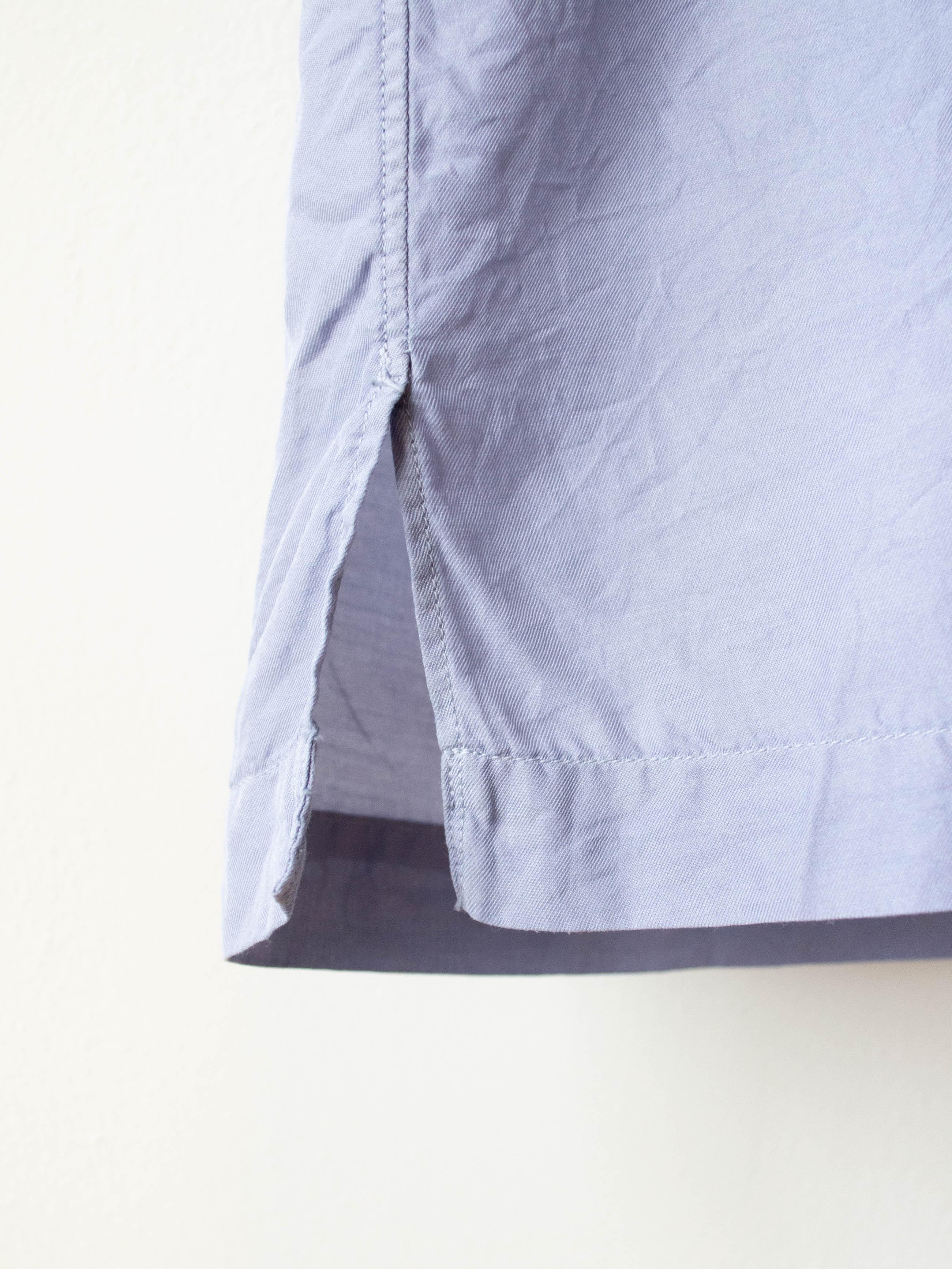 Namu Shop - Unfil Cotton Silk Twill Open Collar SS Shirt - Blue Gray