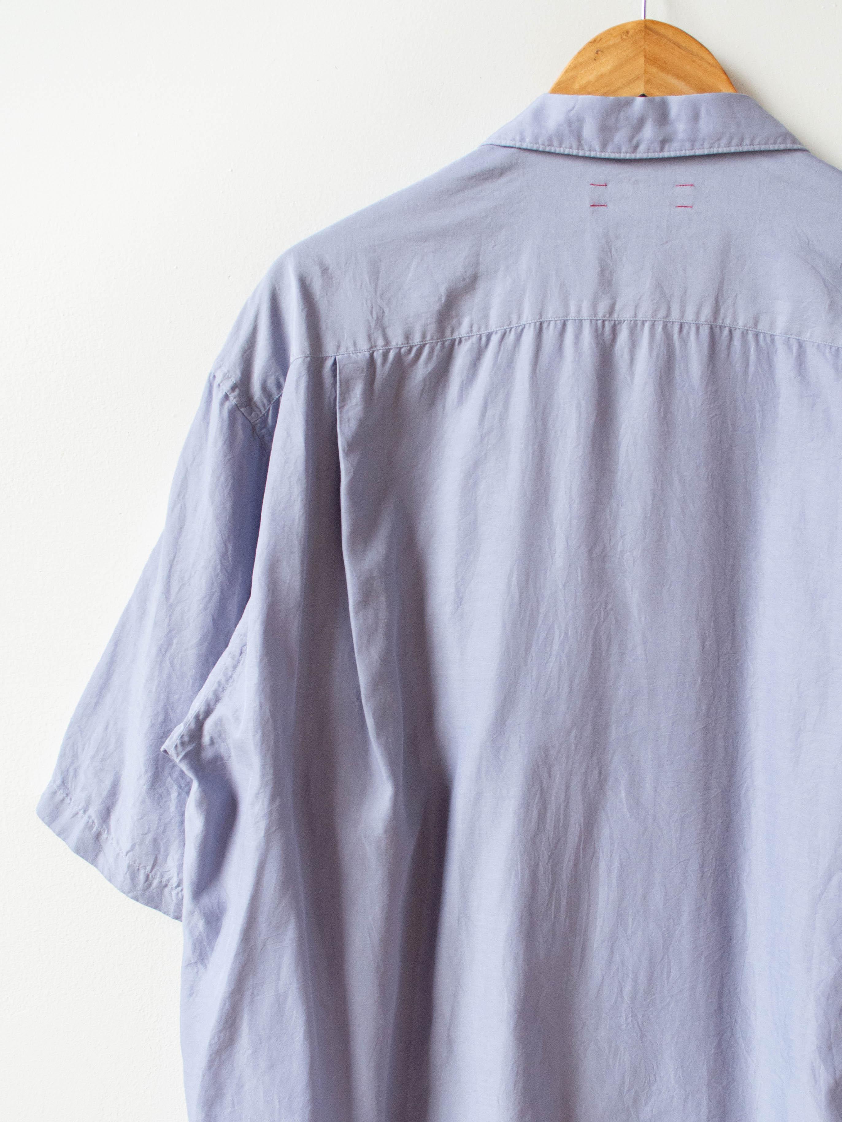 Namu Shop - Unfil Cotton Silk Twill Open Collar SS Shirt - Blue Gray