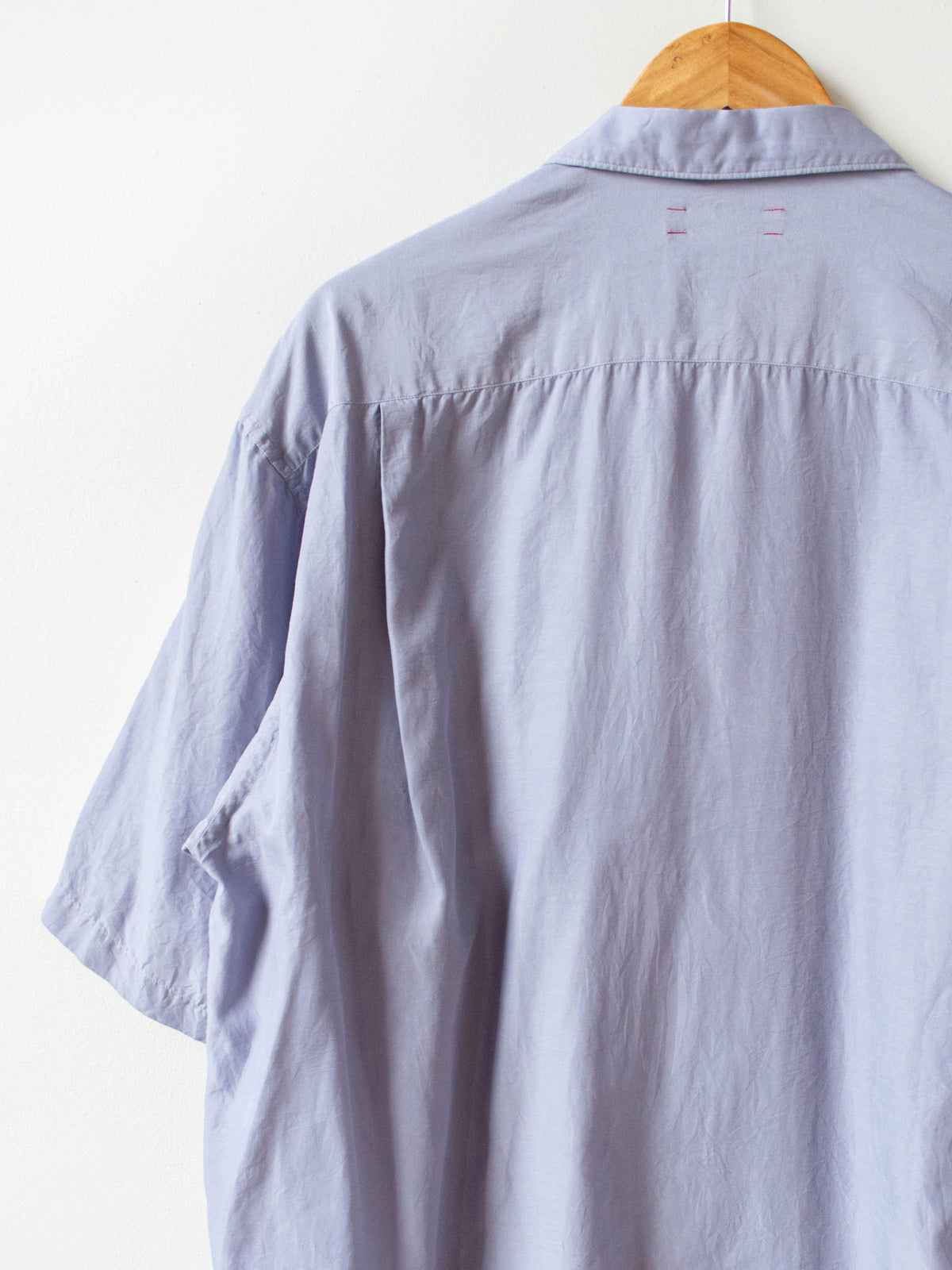 Namu Shop - Unfil Cotton Silk Twill Open Collar SS Shirt - Blue Gray