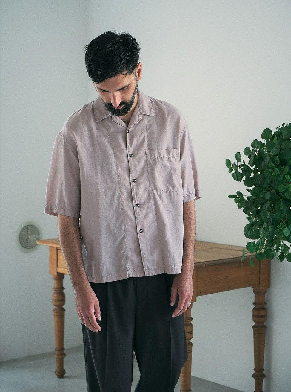 Namu Shop - Unfil Cotton Silk Twill S/S Shirt - Lilac Gray