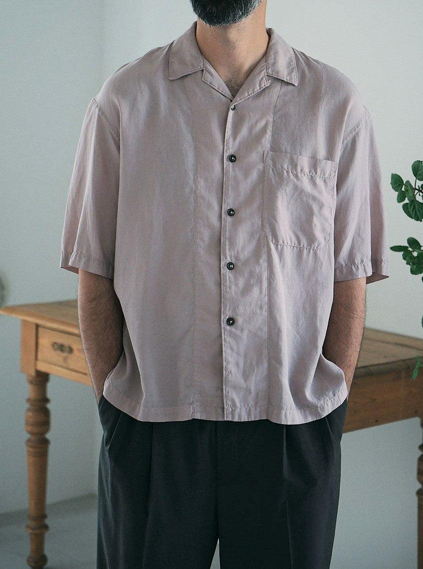 Namu Shop - Unfil Cotton Silk Twill S/S Shirt - Lilac Gray