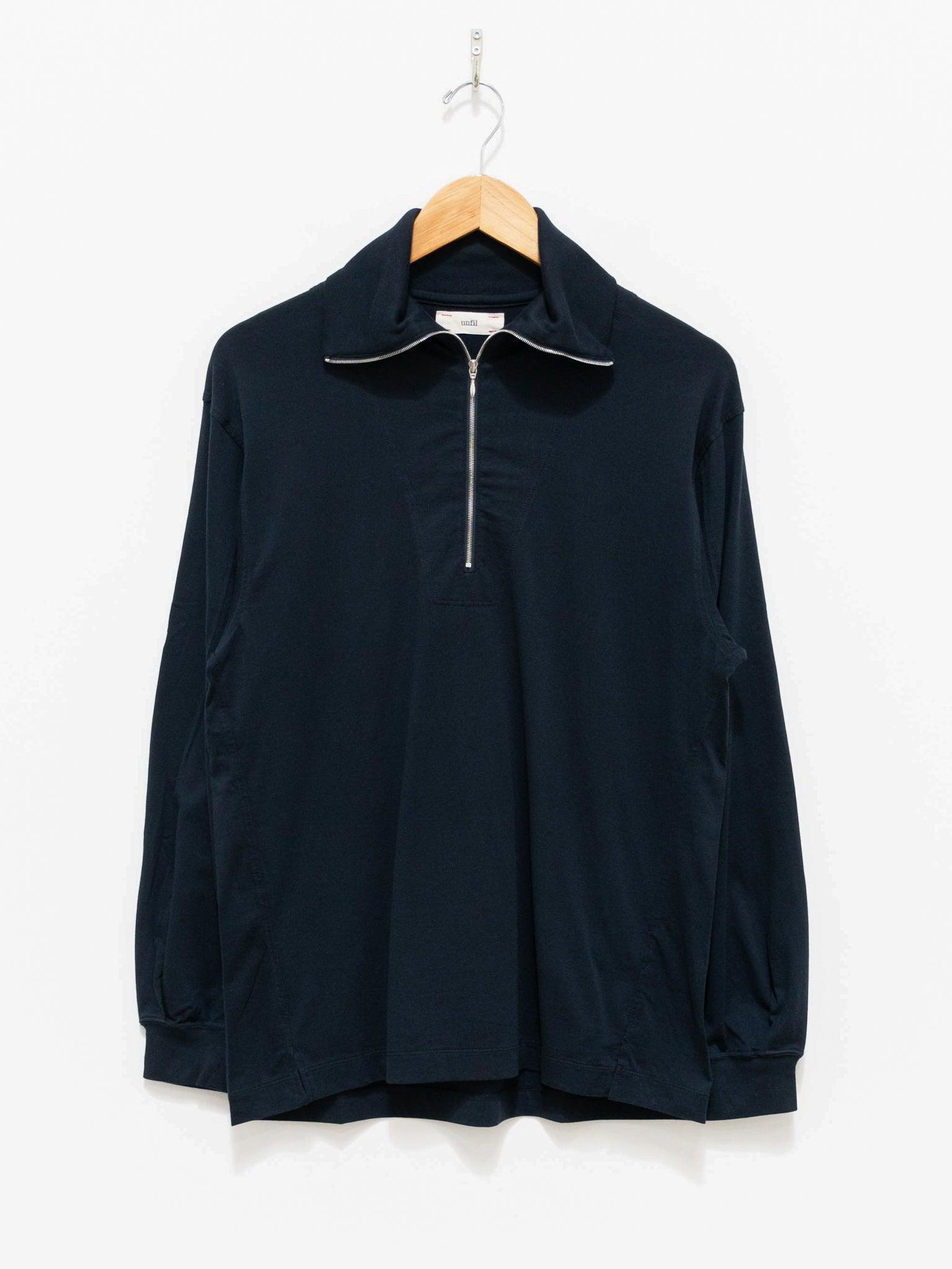 Namu Shop - Unfil Egyptian Cotton Jersey Half Zip Tee - Navy
