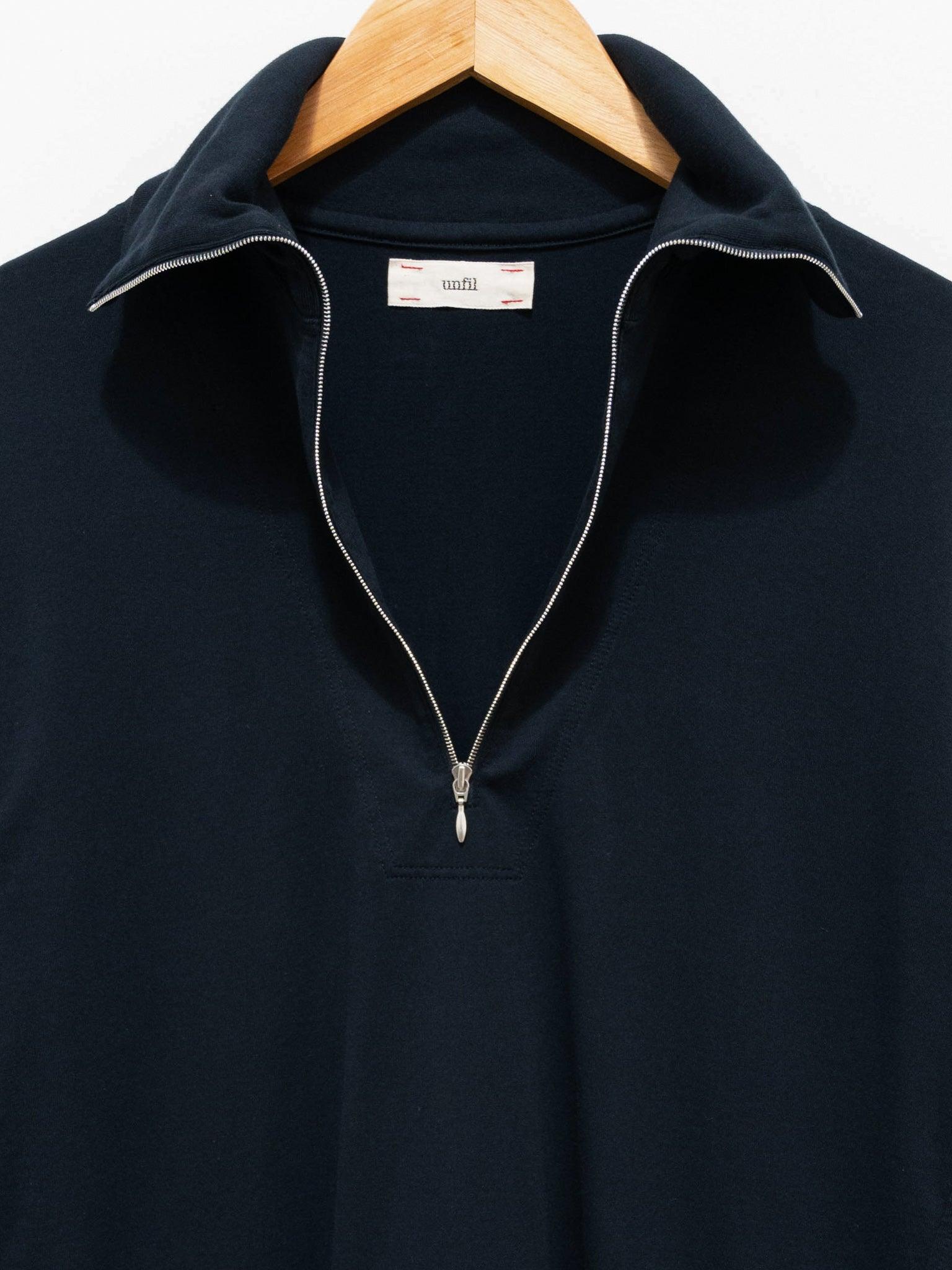 Namu Shop - Unfil Egyptian Cotton Jersey Half Zip Tee - Navy