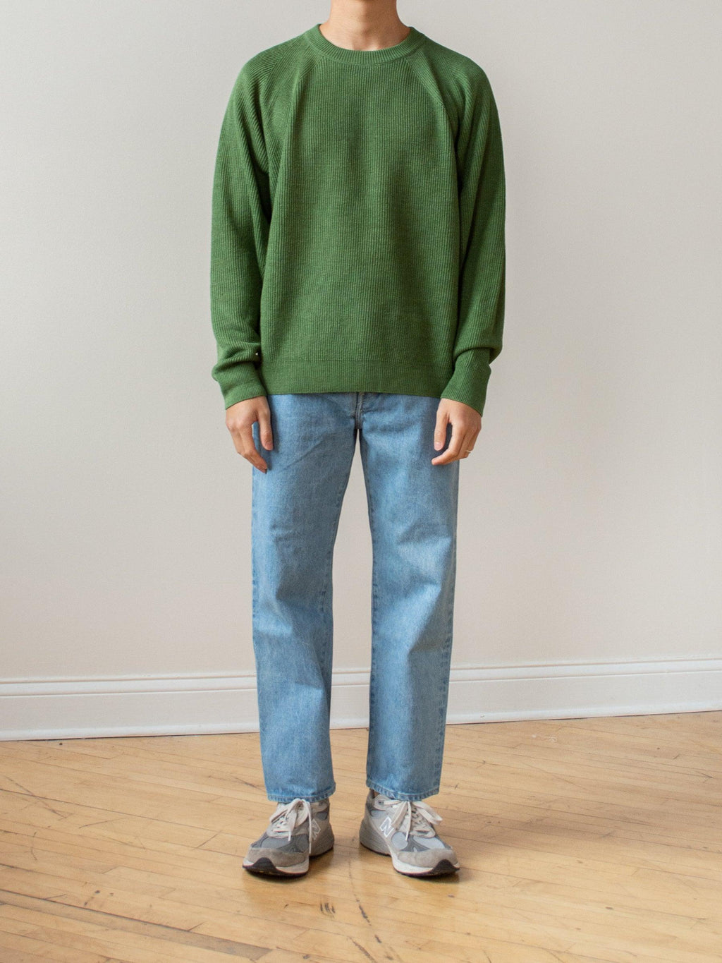 Namu Shop - Unfil French Linen Ribbed Knit Pullover - Green