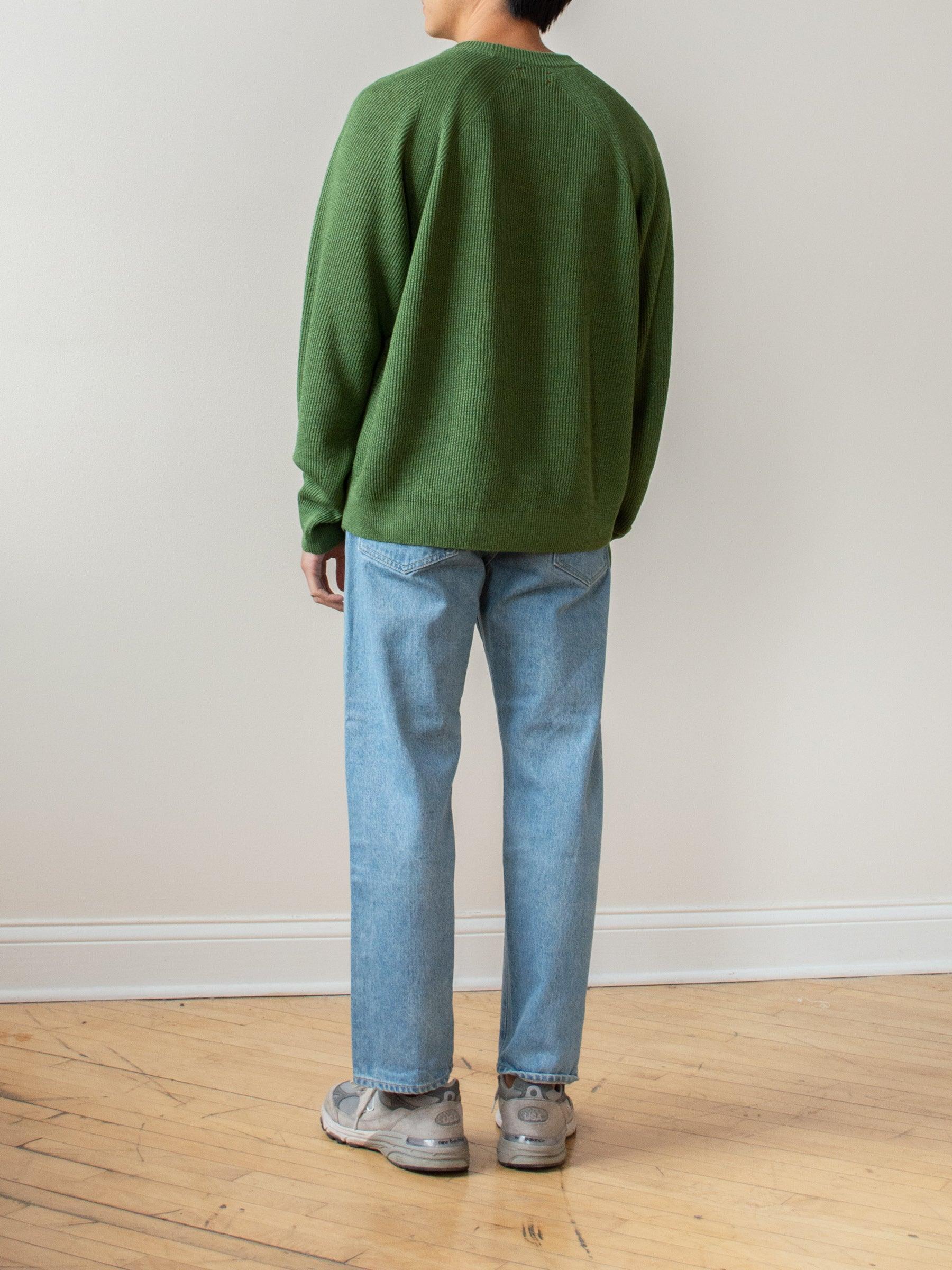 Namu Shop - Unfil French Linen Ribbed Knit Pullover - Green
