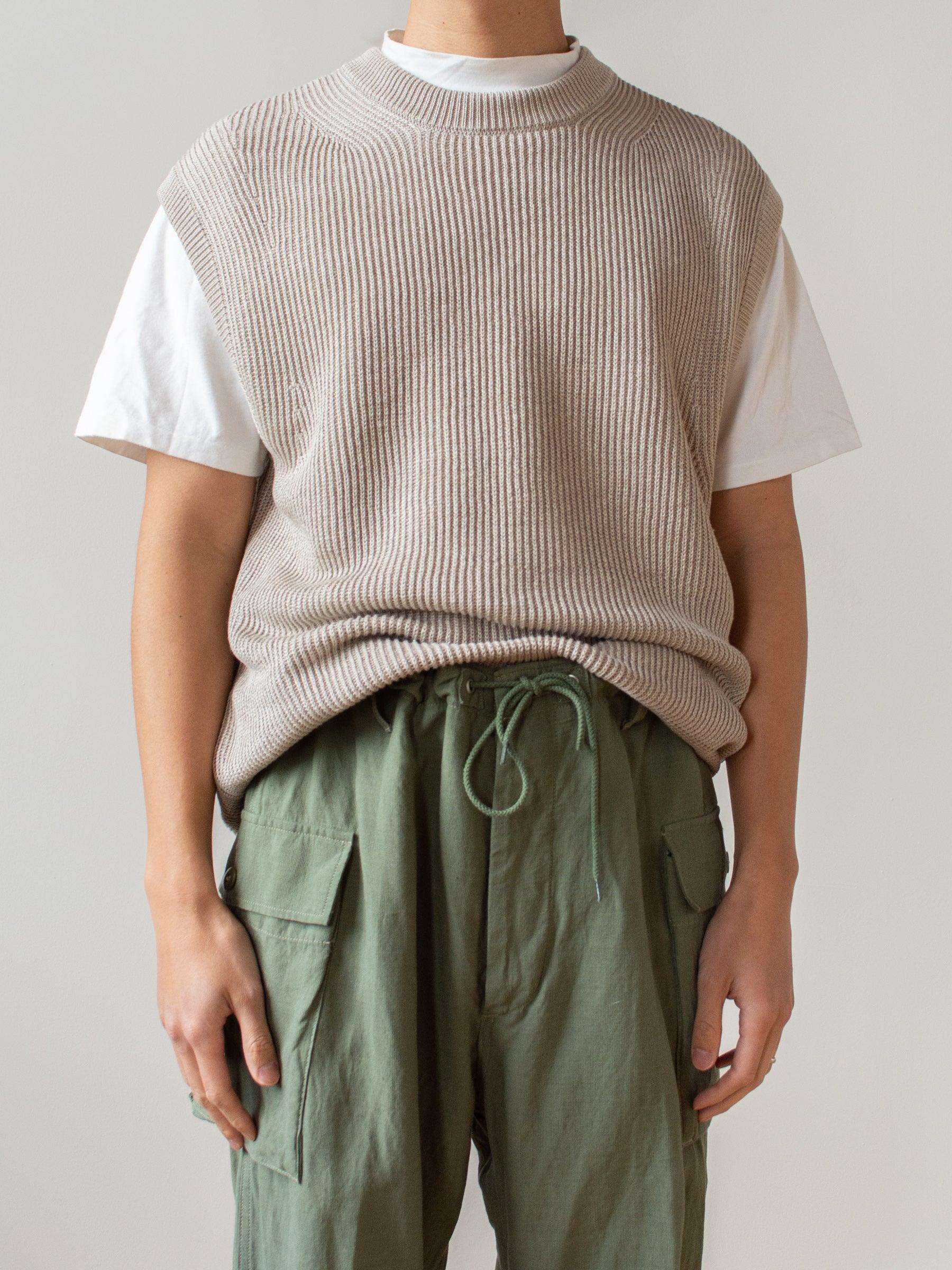 Namu Shop - Unfil French Linen Ribbed Knit Vest - Natural