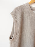 Namu Shop - Unfil French Linen Ribbed Knit Vest - Natural