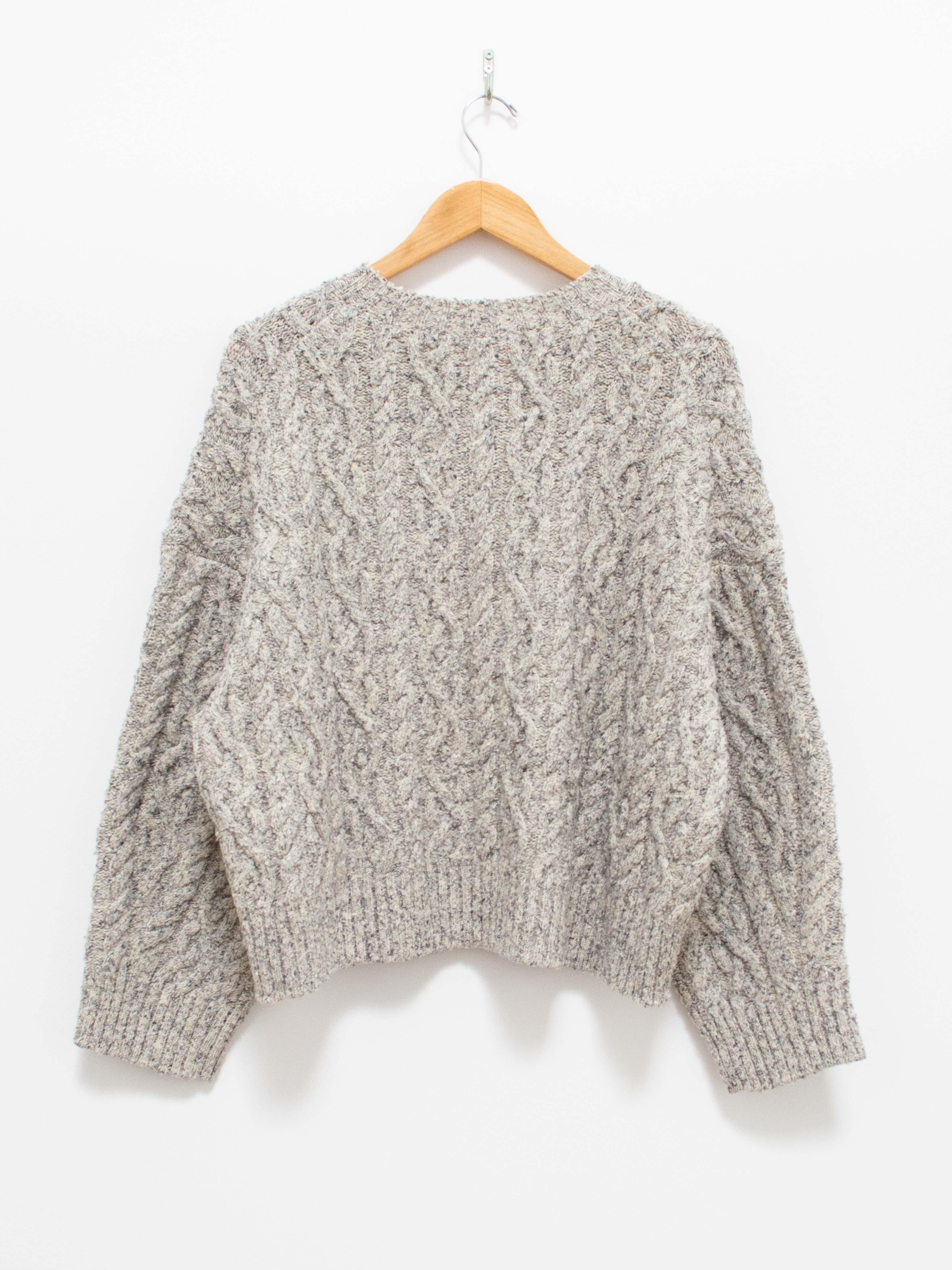 Namu Shop - Unfil French Merino Cotton Boucle Cable Knit Sweater - Gray Mix