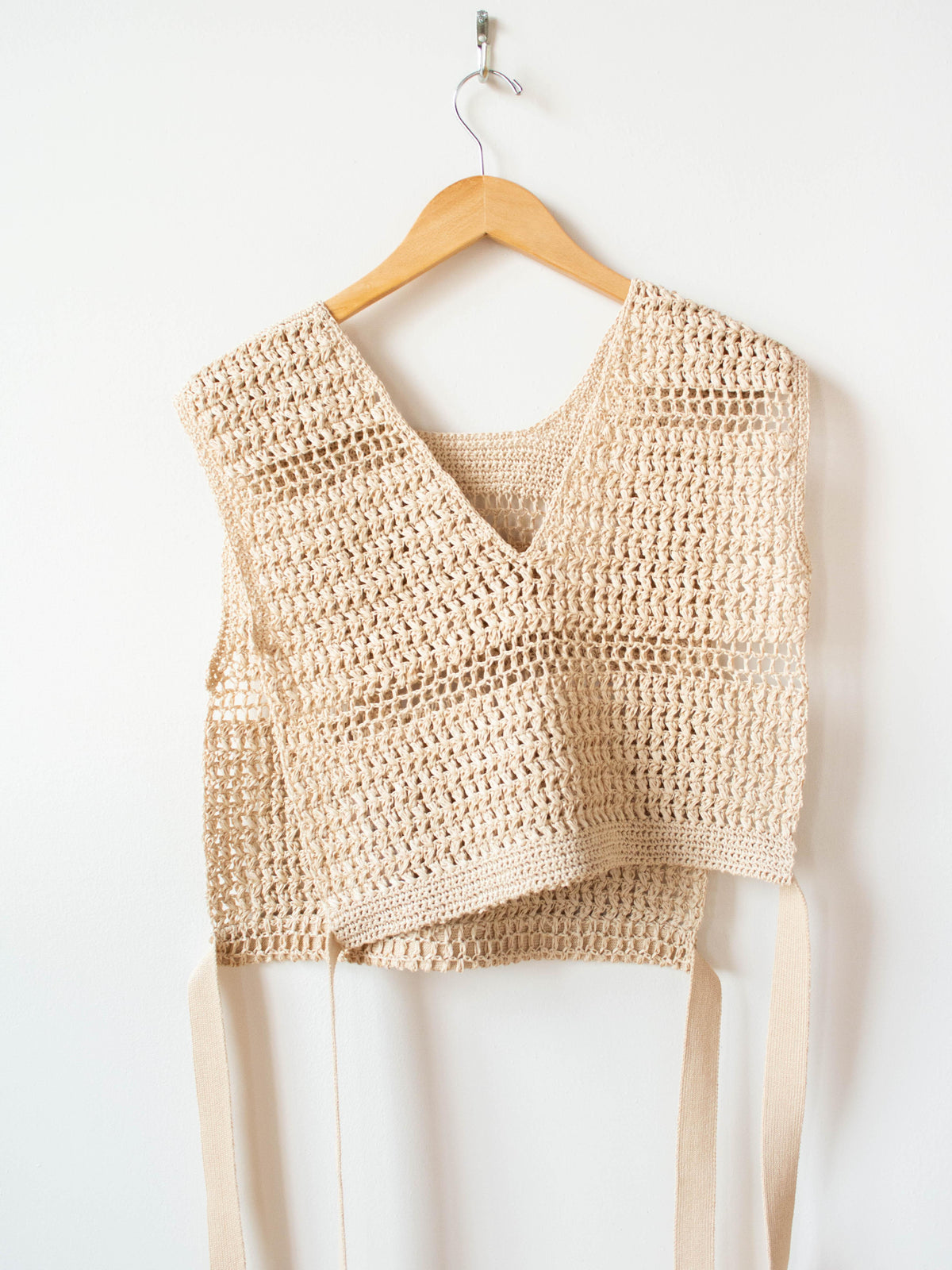 Namu Shop - Unfil Hand Crochet Gima Cotton Vest - Ecru
