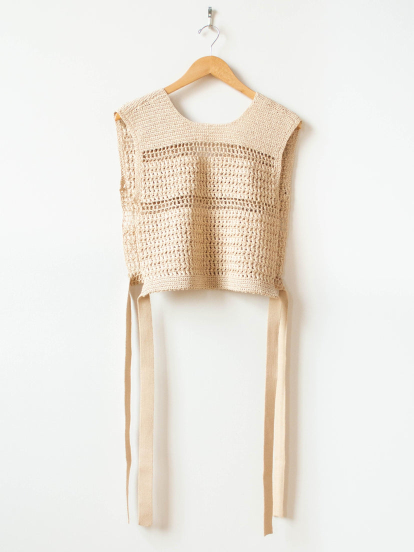 Namu Shop - Unfil Hand Crochet Gima Cotton Vest - Ecru