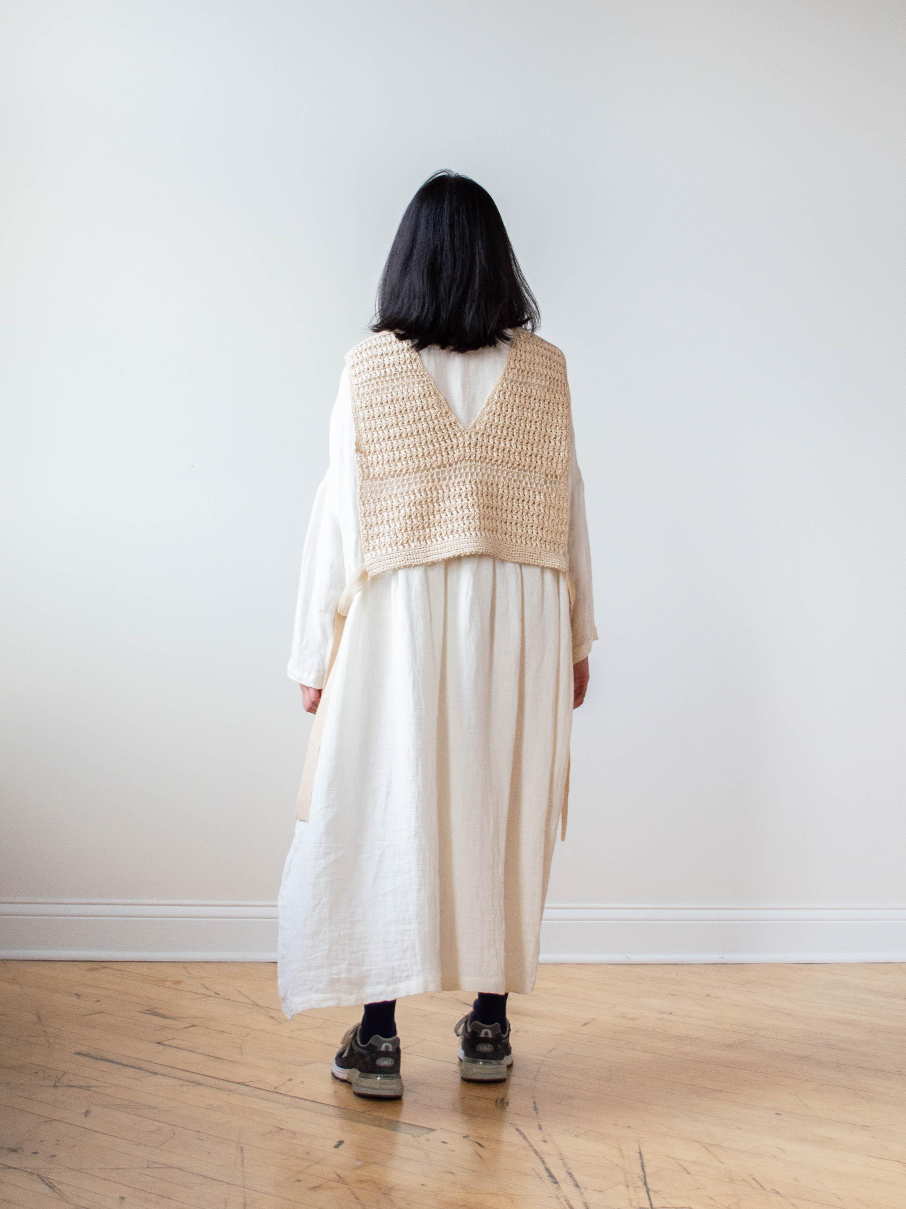 Namu Shop - Unfil Hand Crochet Gima Cotton Vest - Ecru