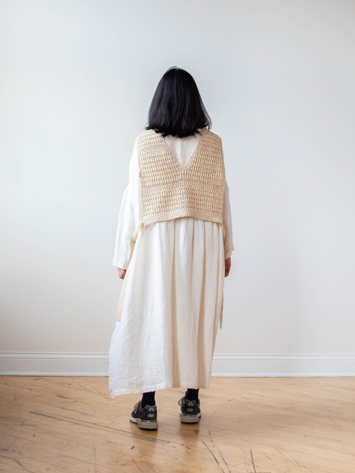 Namu Shop - Unfil Hand Crochet Gima Cotton Vest - Ecru