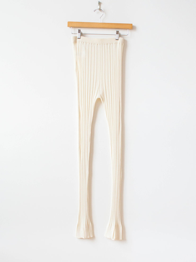 Namu Shop - Unfil High Twist Cotton Ribbed Knit Leggings - Off White