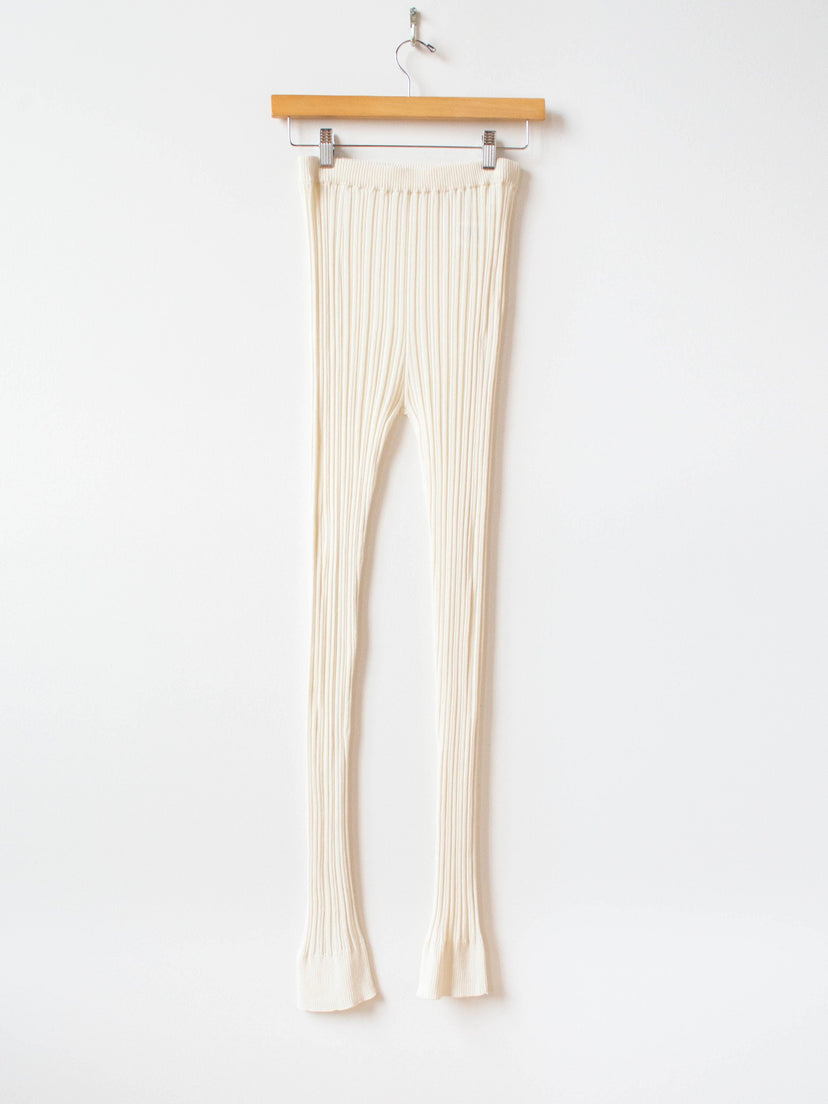 Namu Shop - Unfil High Twist Cotton Ribbed Knit Leggings - Off White