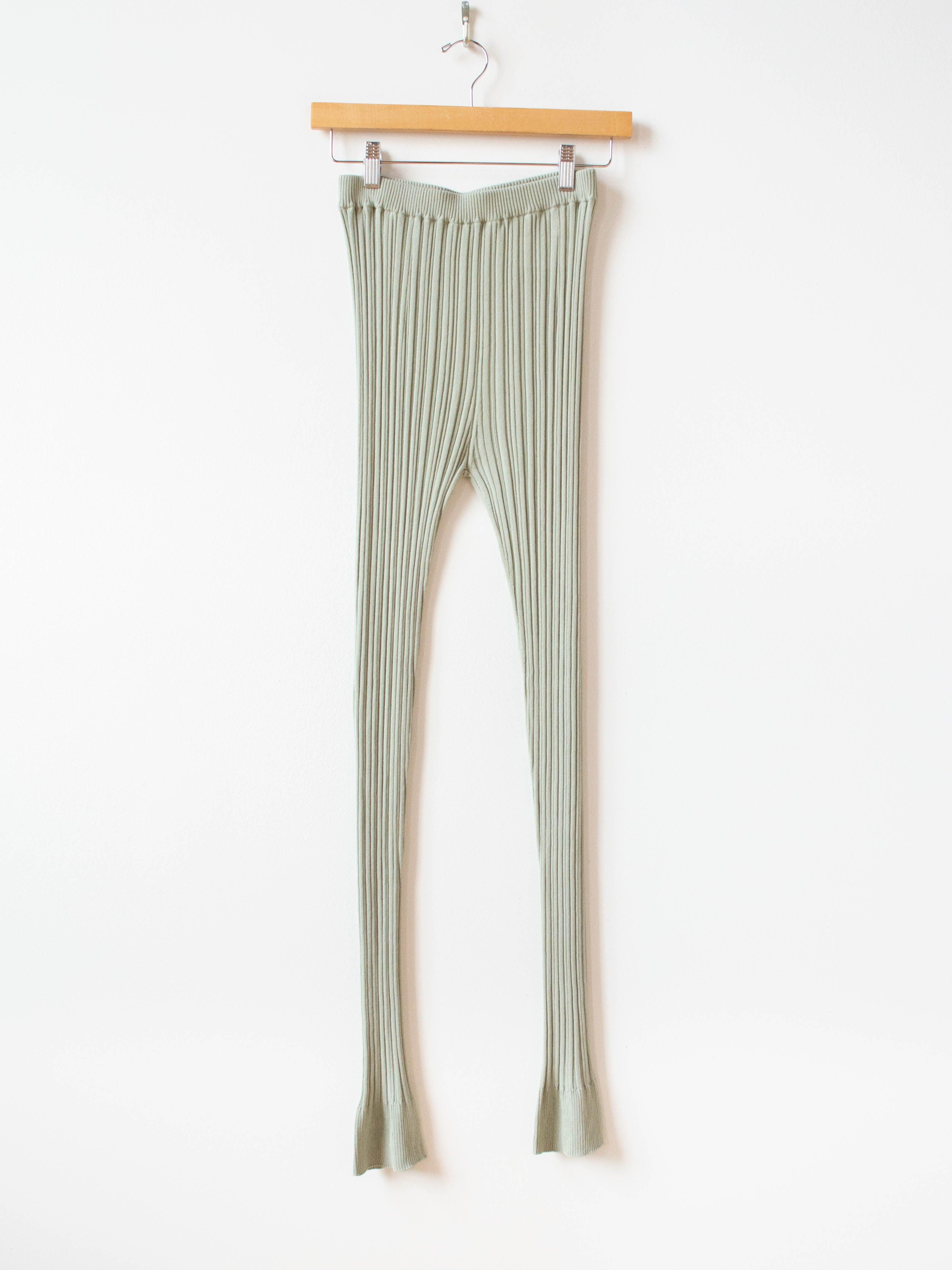 Namu Shop - Unfil High Twist Cotton Ribbed Knit Leggings - Smokey Green