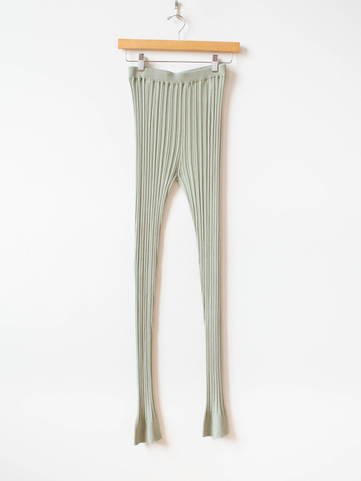 Namu Shop - Unfil High Twist Cotton Ribbed Knit Leggings - Smokey Green