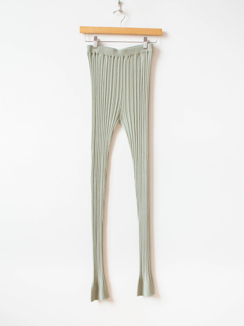 Namu Shop - Unfil High Twist Cotton Ribbed Knit Leggings - Smokey Green