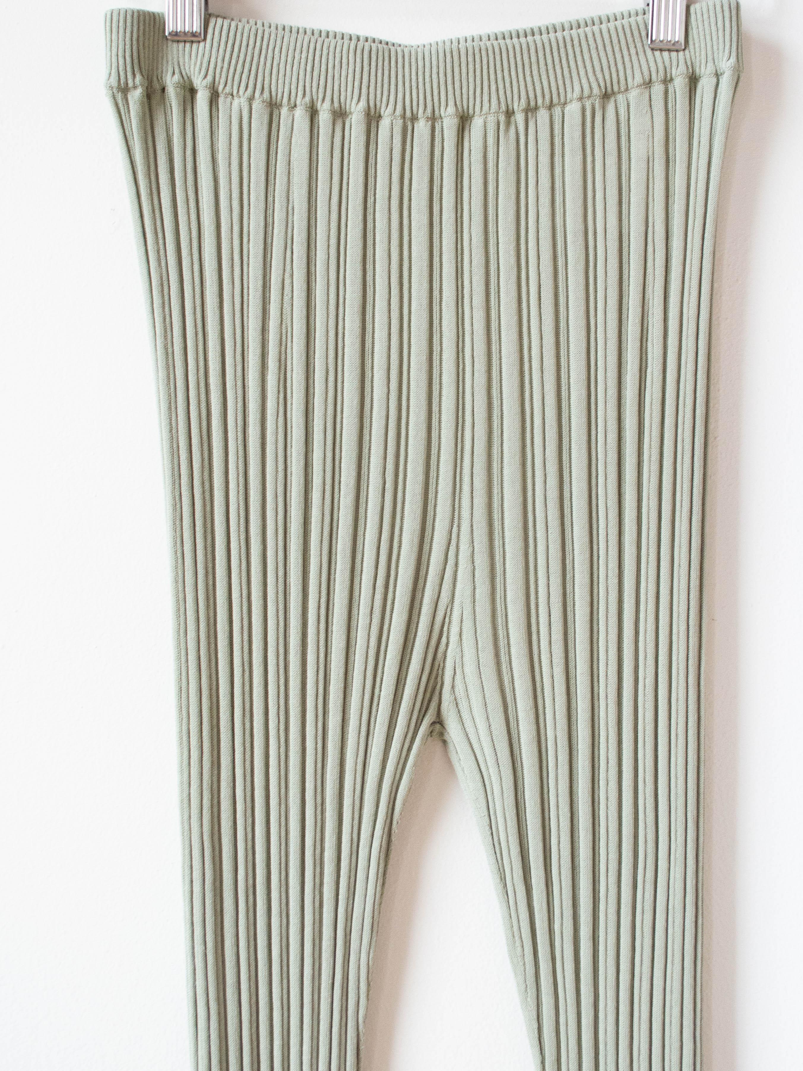 Namu Shop - Unfil High Twist Cotton Ribbed Knit Leggings - Smokey Green