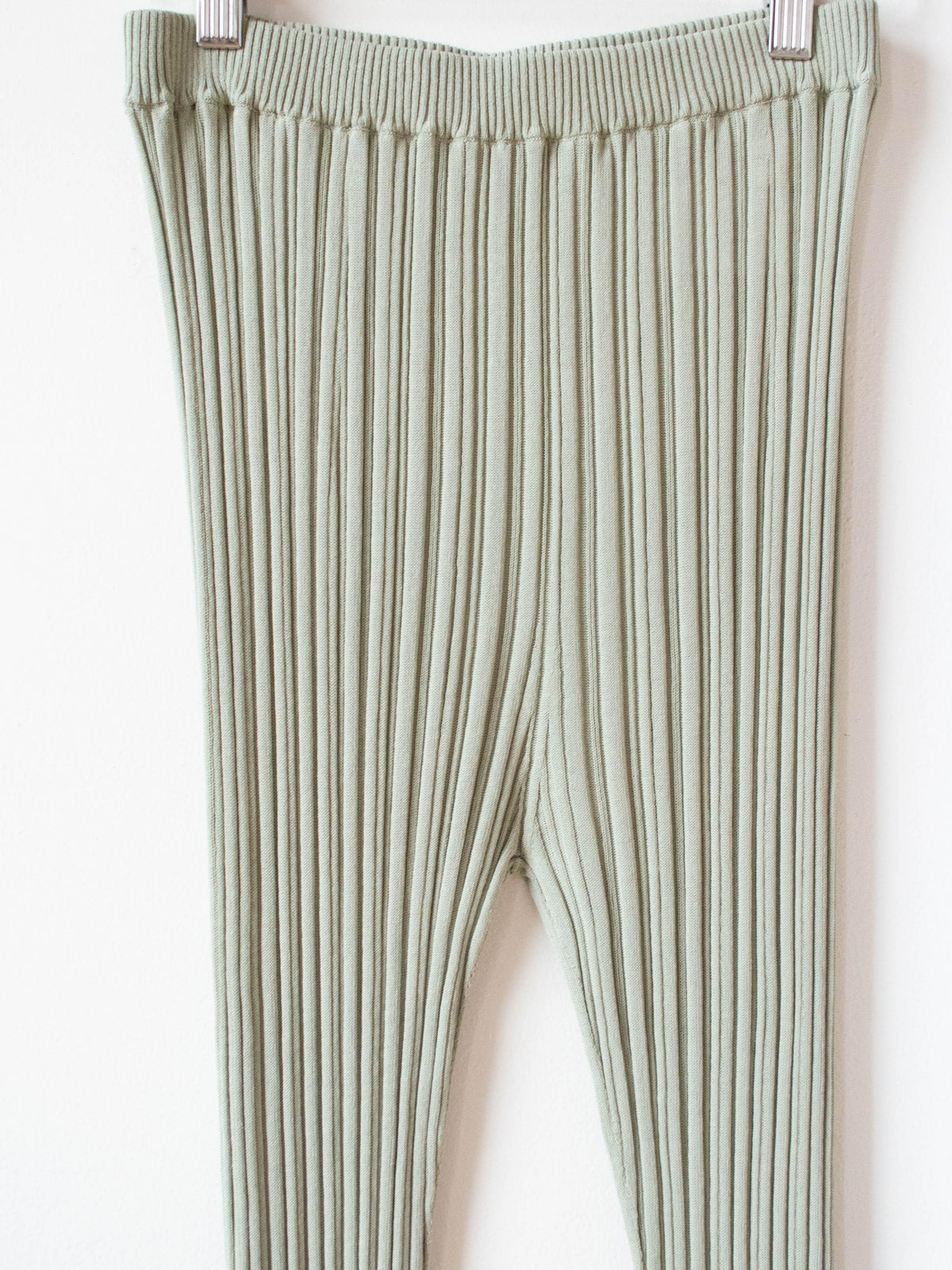 Namu Shop - Unfil High Twist Cotton Ribbed Knit Leggings - Smokey Green