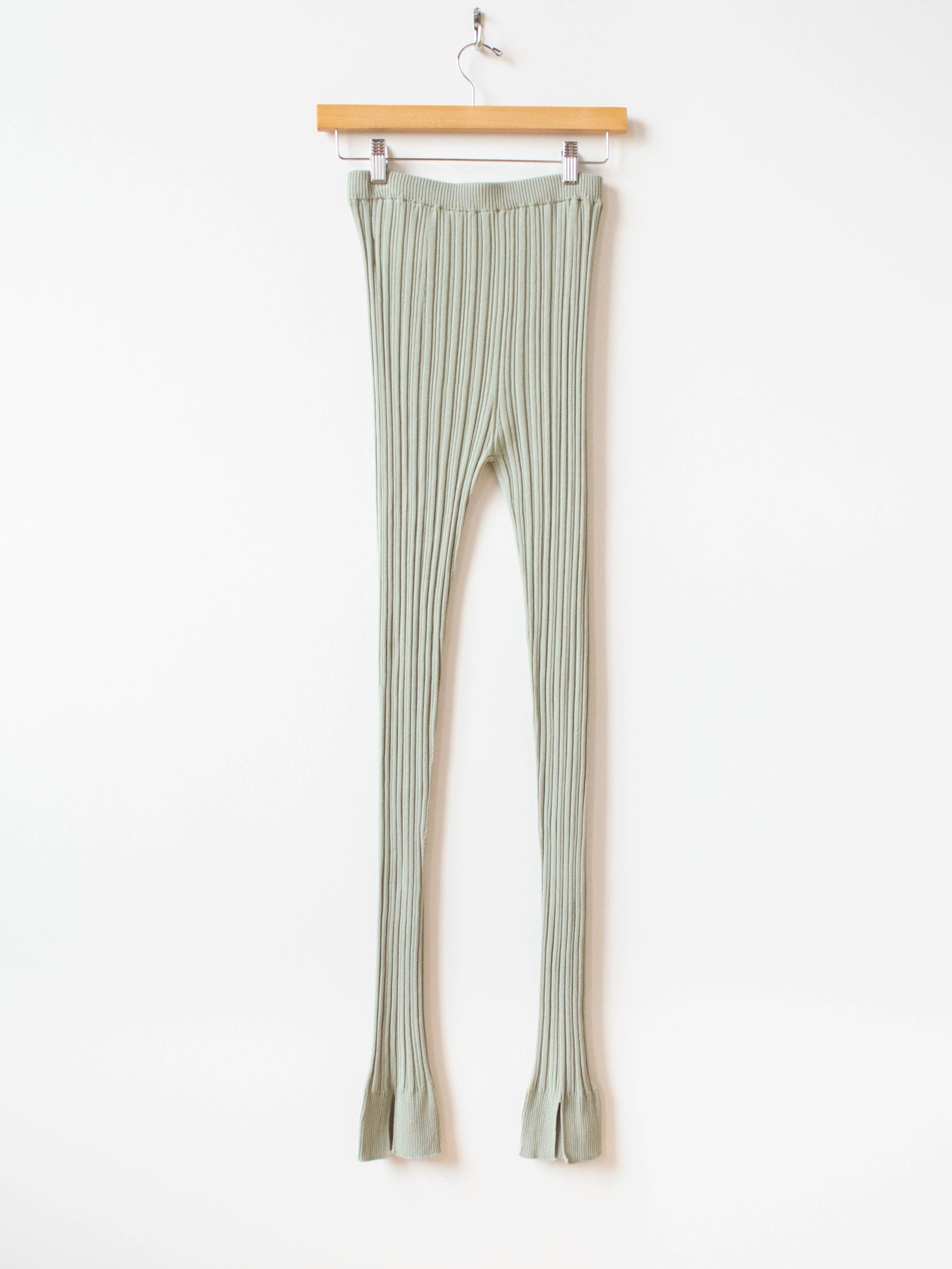 Namu Shop - Unfil High Twist Cotton Ribbed Knit Leggings - Smokey Green