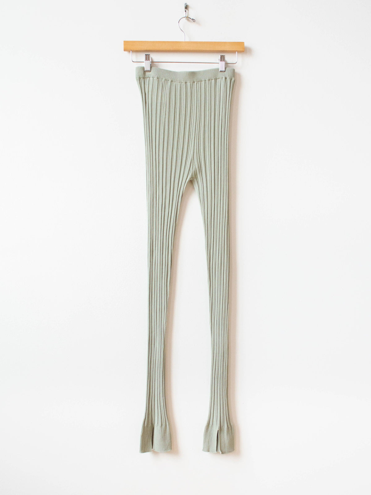 Namu Shop - Unfil High Twist Cotton Ribbed Knit Leggings - Smokey Green