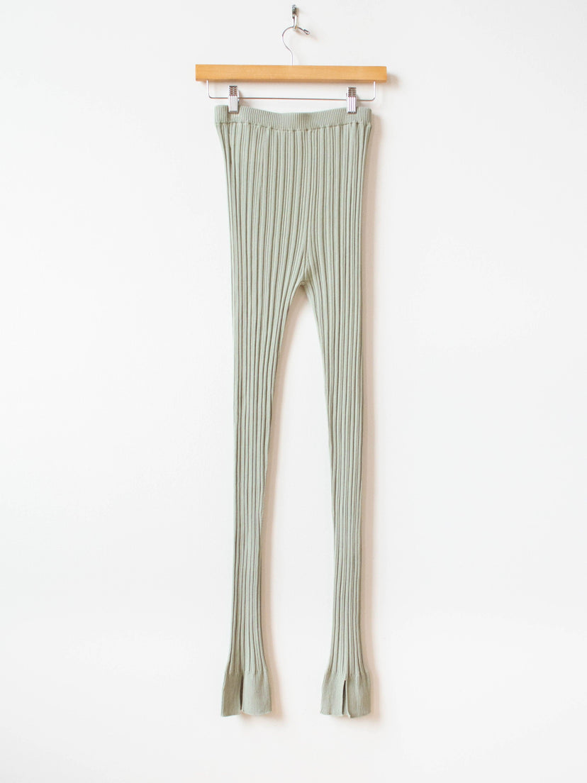 Namu Shop - Unfil High Twist Cotton Ribbed Knit Leggings - Smokey Green