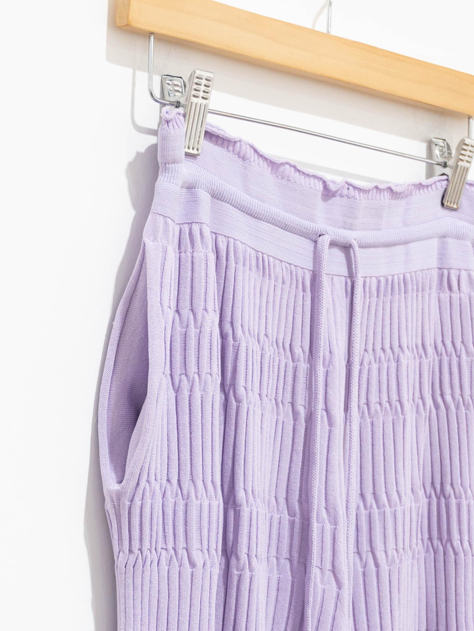 Namu Shop - Unfil High Twist Cotton Ribbed Knit Pants - Lilac