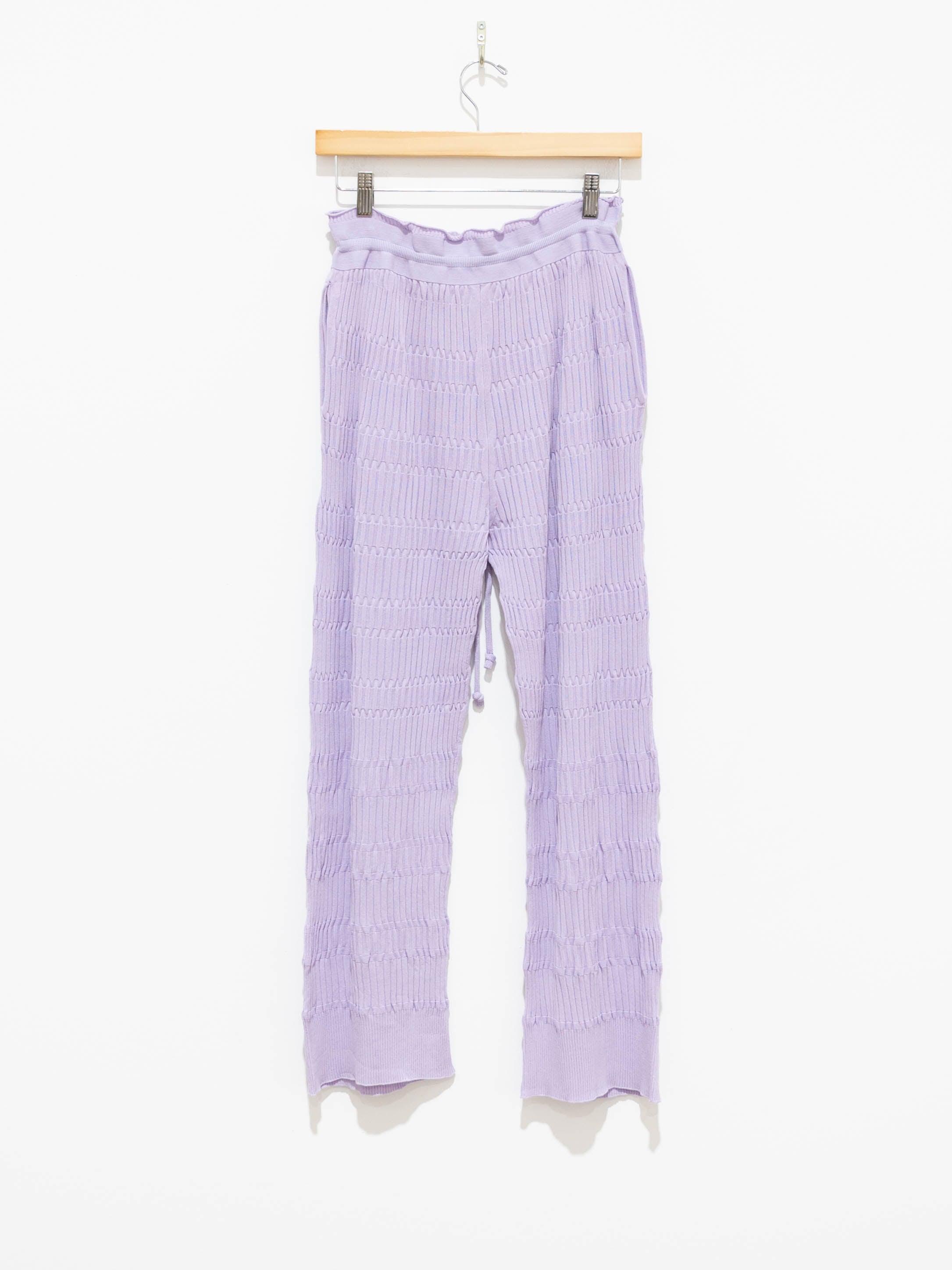 Namu Shop - Unfil High Twist Cotton Ribbed Knit Pants - Lilac