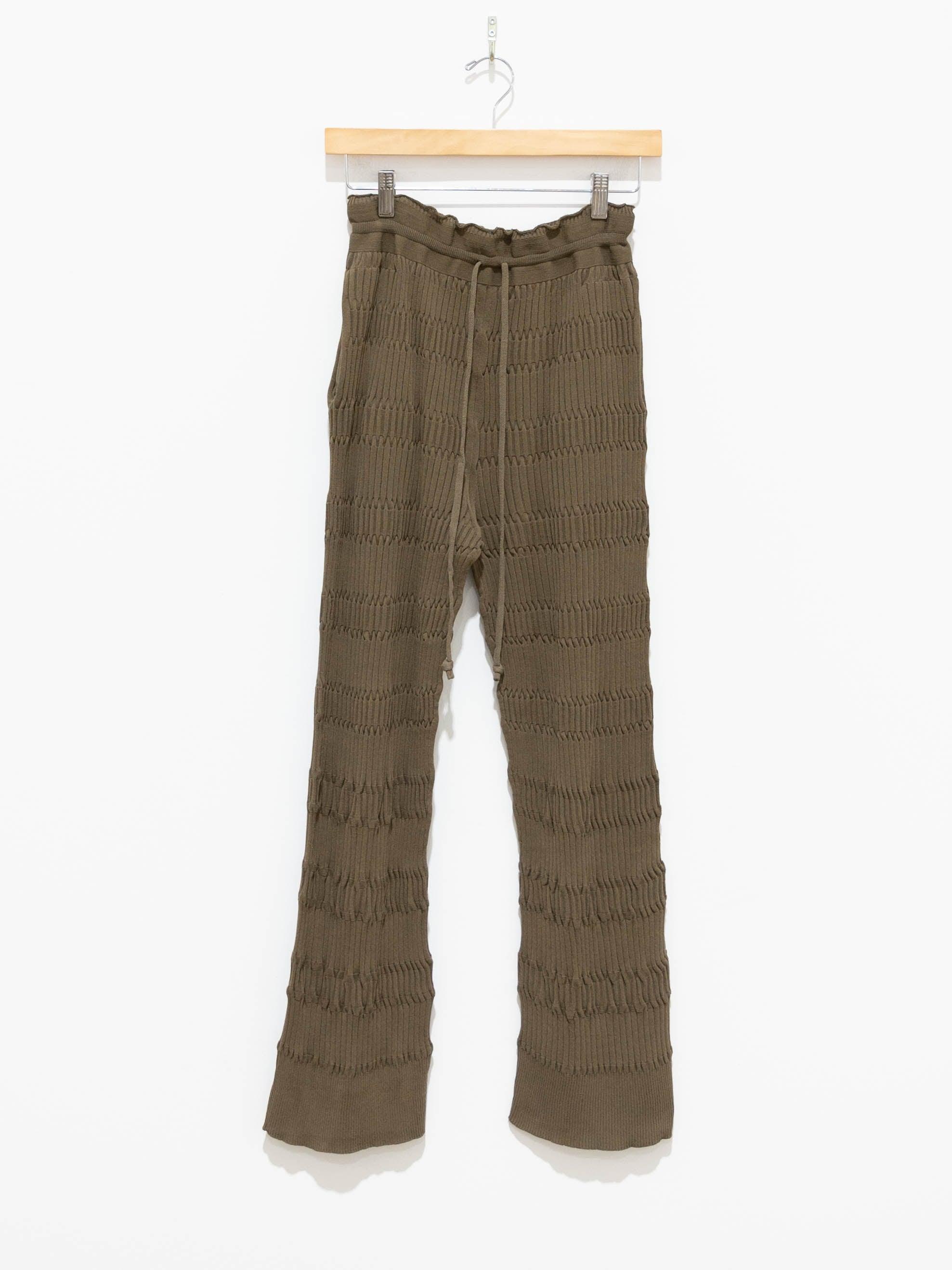 Namu Shop - Unfil High Twist Cotton Ribbed Knit Pants - Taupe Brown