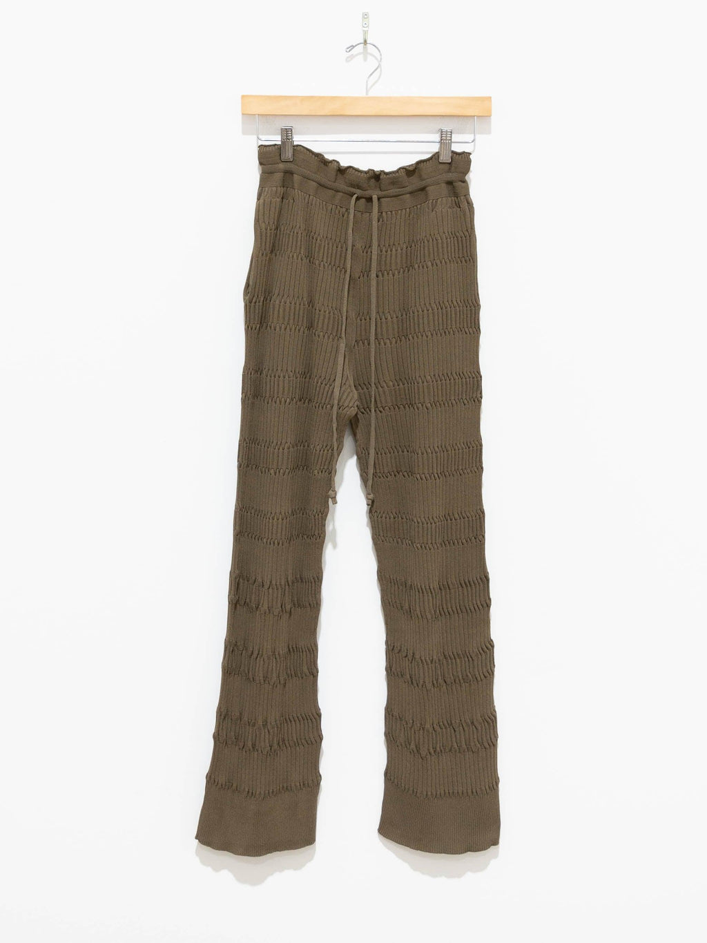 Namu Shop - Unfil High Twist Cotton Ribbed Knit Pants - Taupe Brown
