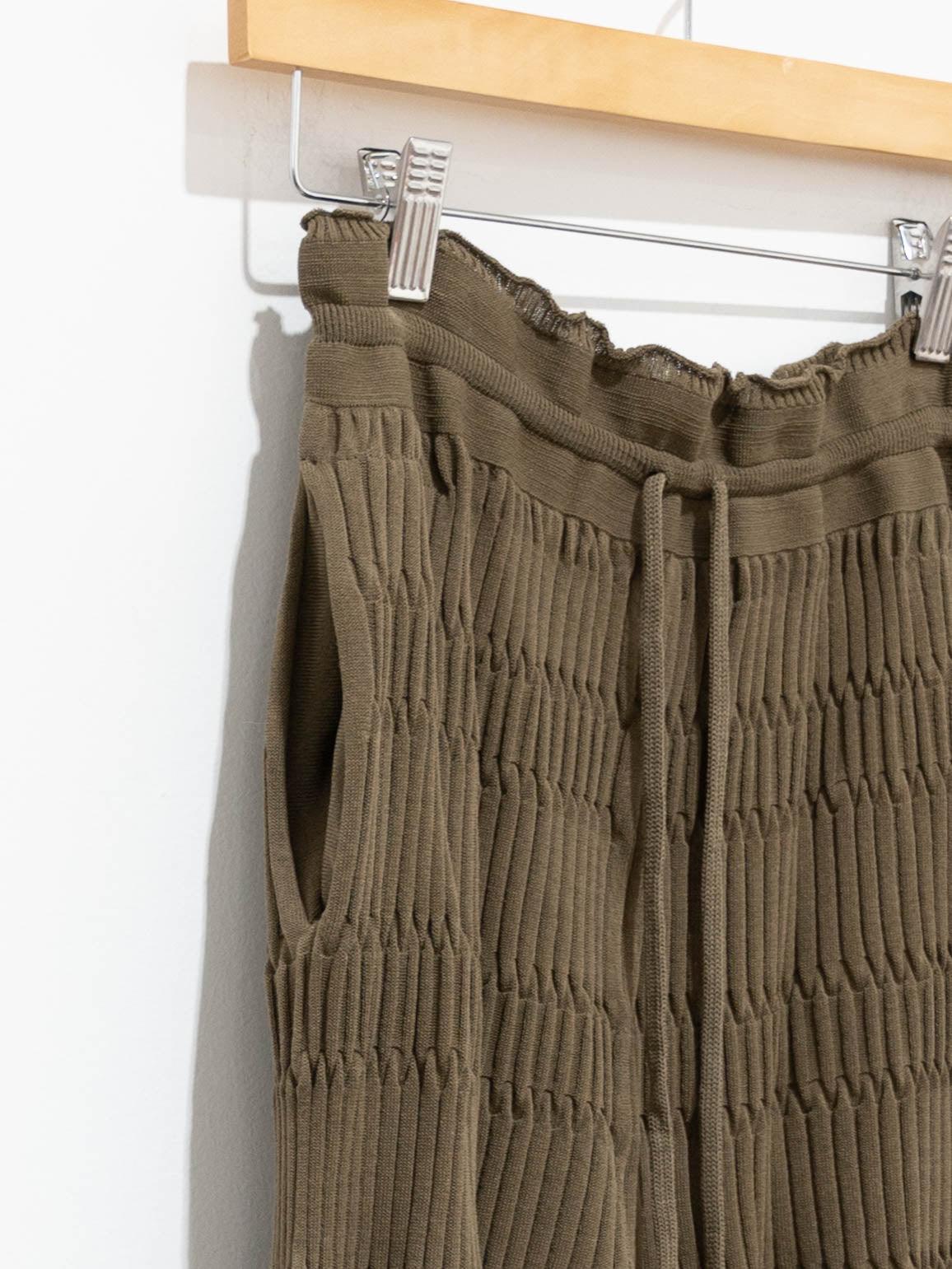 Namu Shop - Unfil High Twist Cotton Ribbed Knit Pants - Taupe Brown