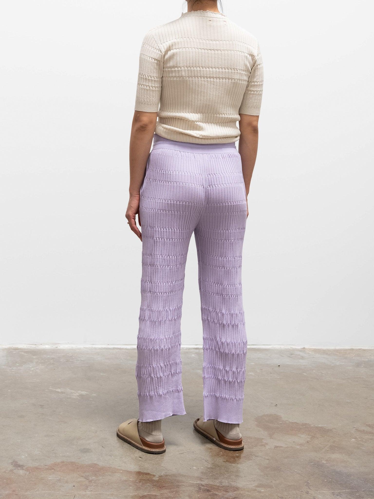 Namu Shop - Unfil High Twist Cotton Ribbed Knit Pants - Taupe Brown