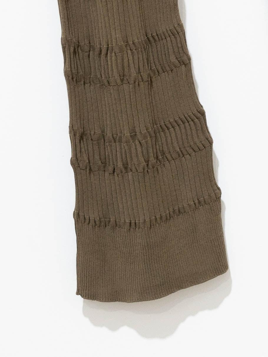 Namu Shop - Unfil High Twist Cotton Ribbed Knit Pants - Taupe Brown