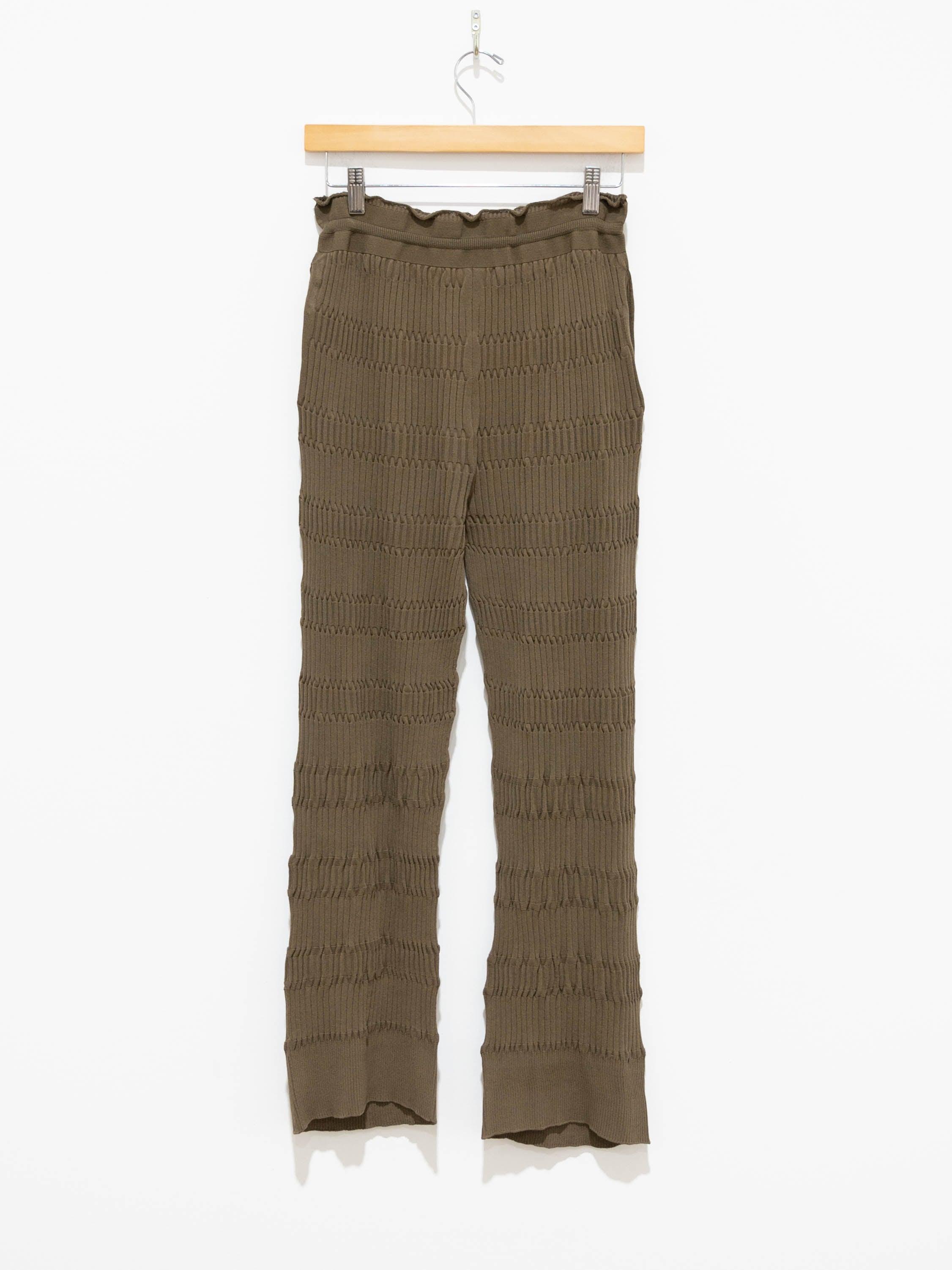 Namu Shop - Unfil High Twist Cotton Ribbed Knit Pants - Taupe Brown