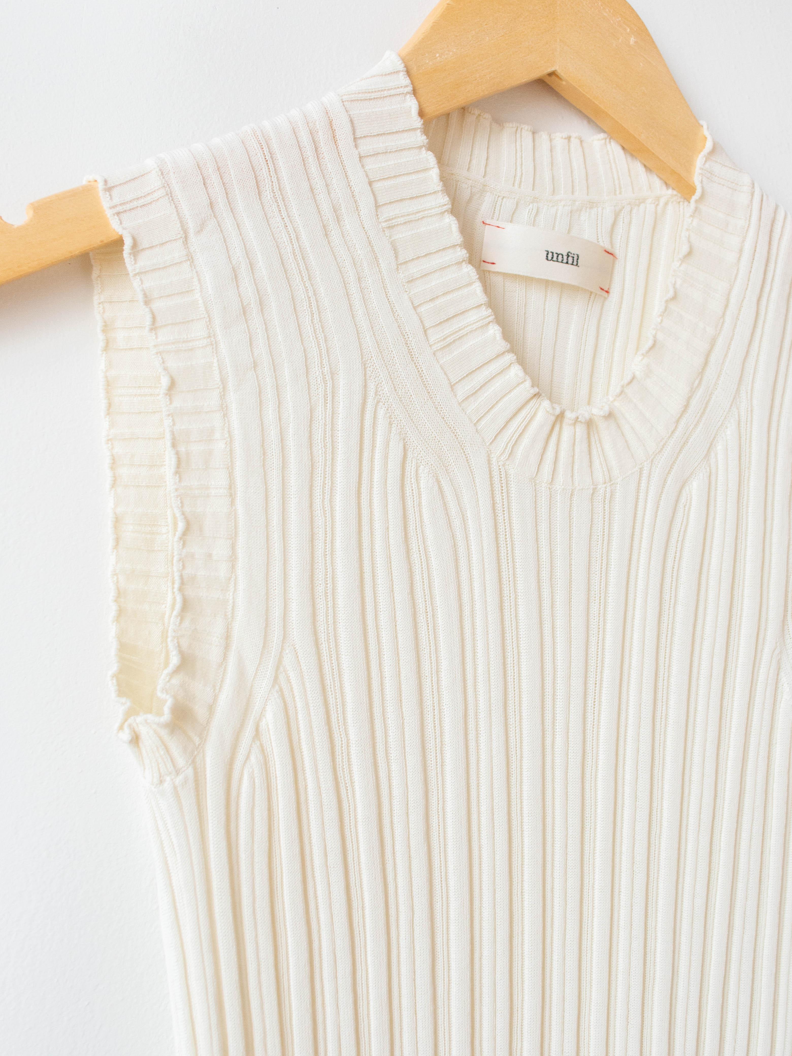 Namu Shop - Unfil High Twist Cotton Ribbed Knit Sleeveless Top - Off White