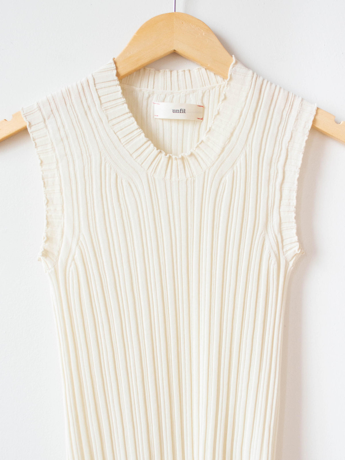 Namu Shop - Unfil High Twist Cotton Ribbed Knit Sleeveless Top - Off White