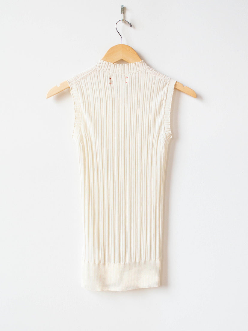 Namu Shop - Unfil High Twist Cotton Ribbed Knit Sleeveless Top - Off White