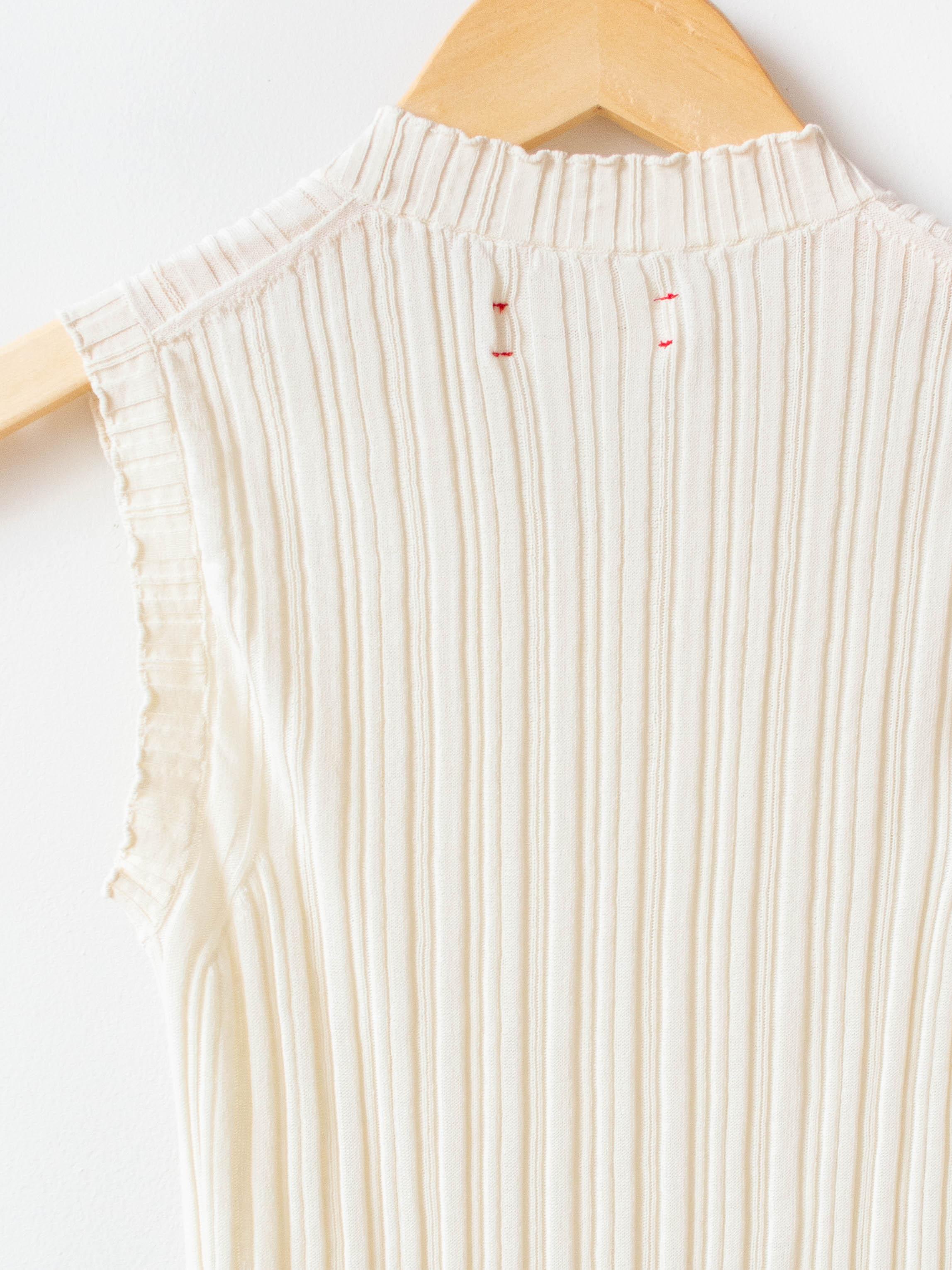 Namu Shop - Unfil High Twist Cotton Ribbed Knit Sleeveless Top - Off White