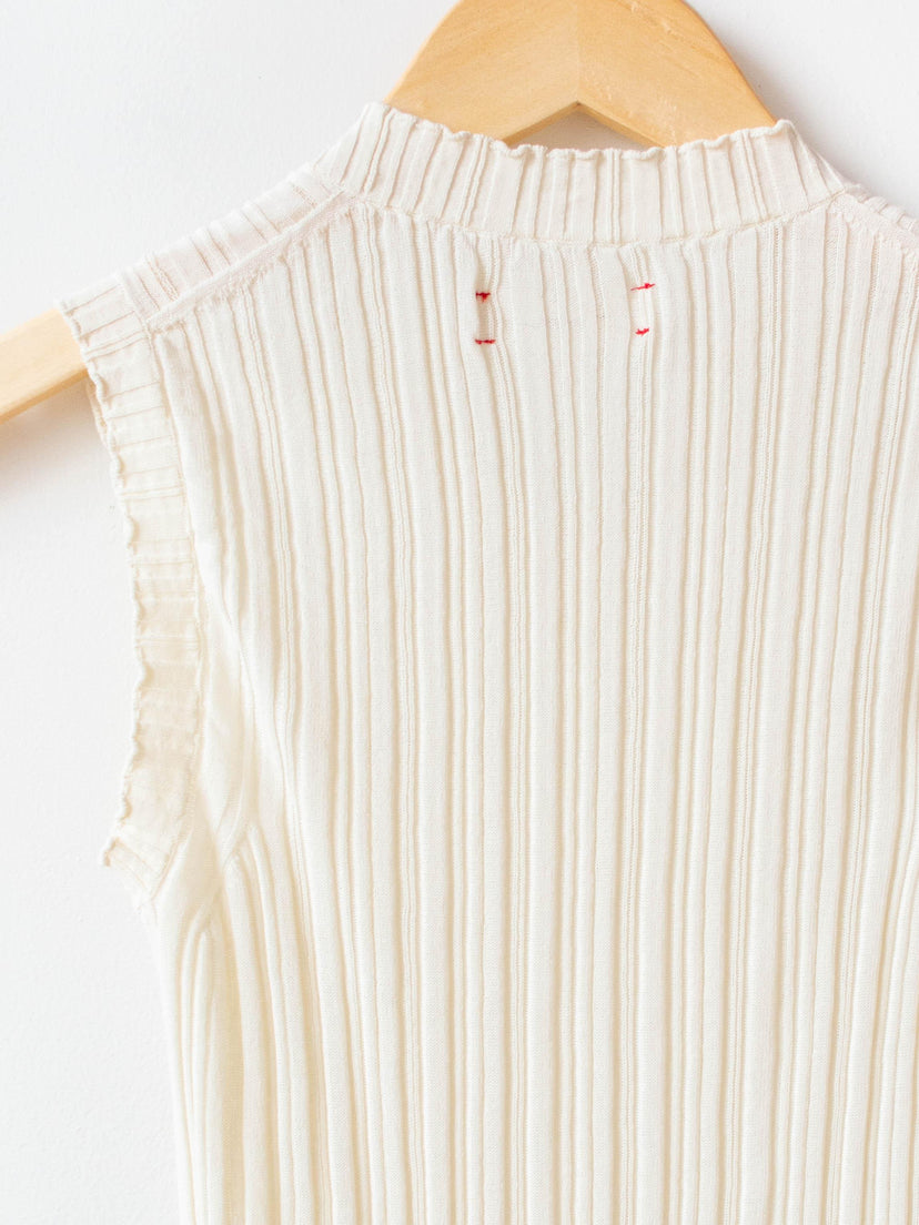 Namu Shop - Unfil High Twist Cotton Ribbed Knit Sleeveless Top - Off White