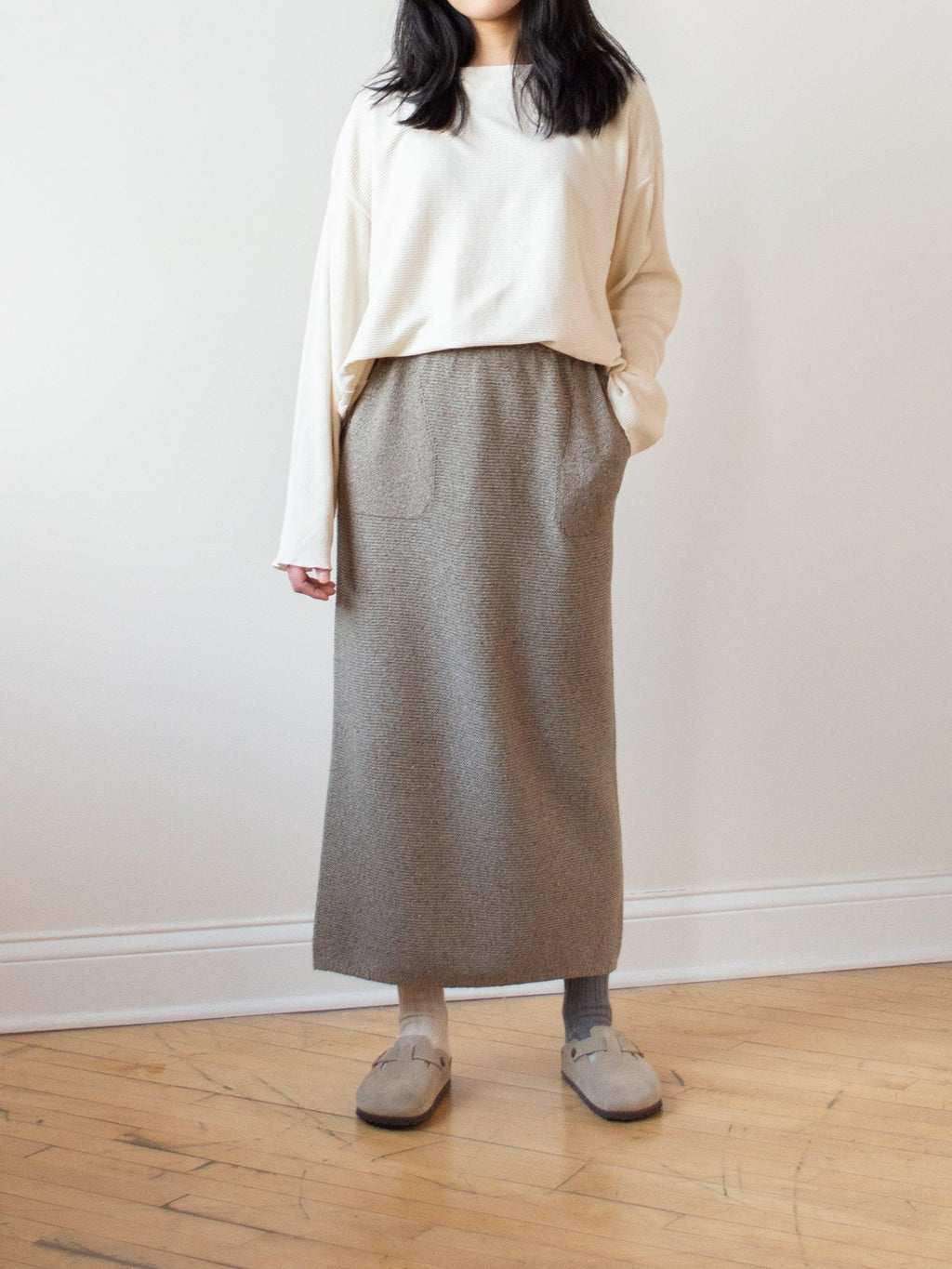 Namu Shop - Unfil Mulberry & Raw Silk Knit Skirt