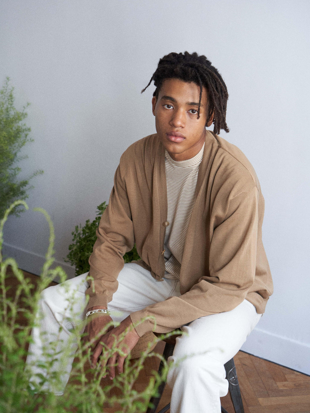 Namu Shop - Unfil Organic Cotton SS Pocket Tee - Beige Stripe