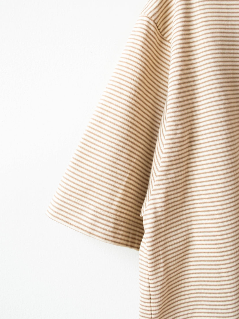 Namu Shop - Unfil Organic Cotton SS Pocket Tee - Beige Stripe