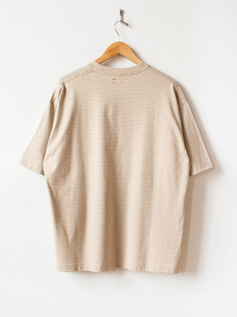 Namu Shop - Unfil Organic Cotton SS Pocket Tee - Beige Stripe