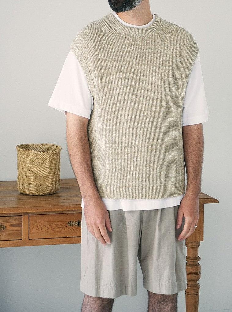 Namu Shop - Unfil Organic Hemp Ribbed Knit Vest - Beige Mix