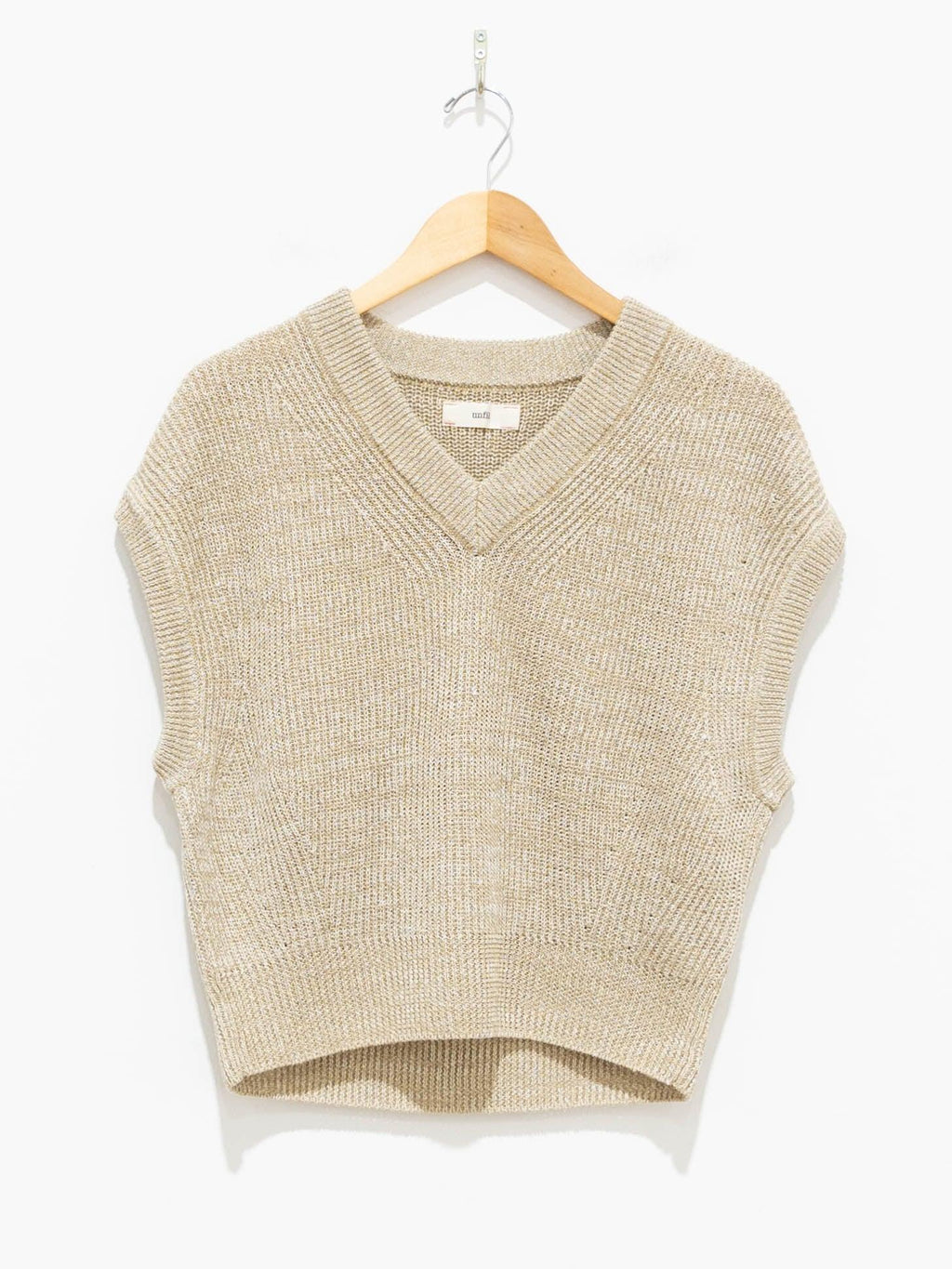 Namu Shop - Unfil Organic Hemp Ribbed Sleeveless Knit - Beige Mix