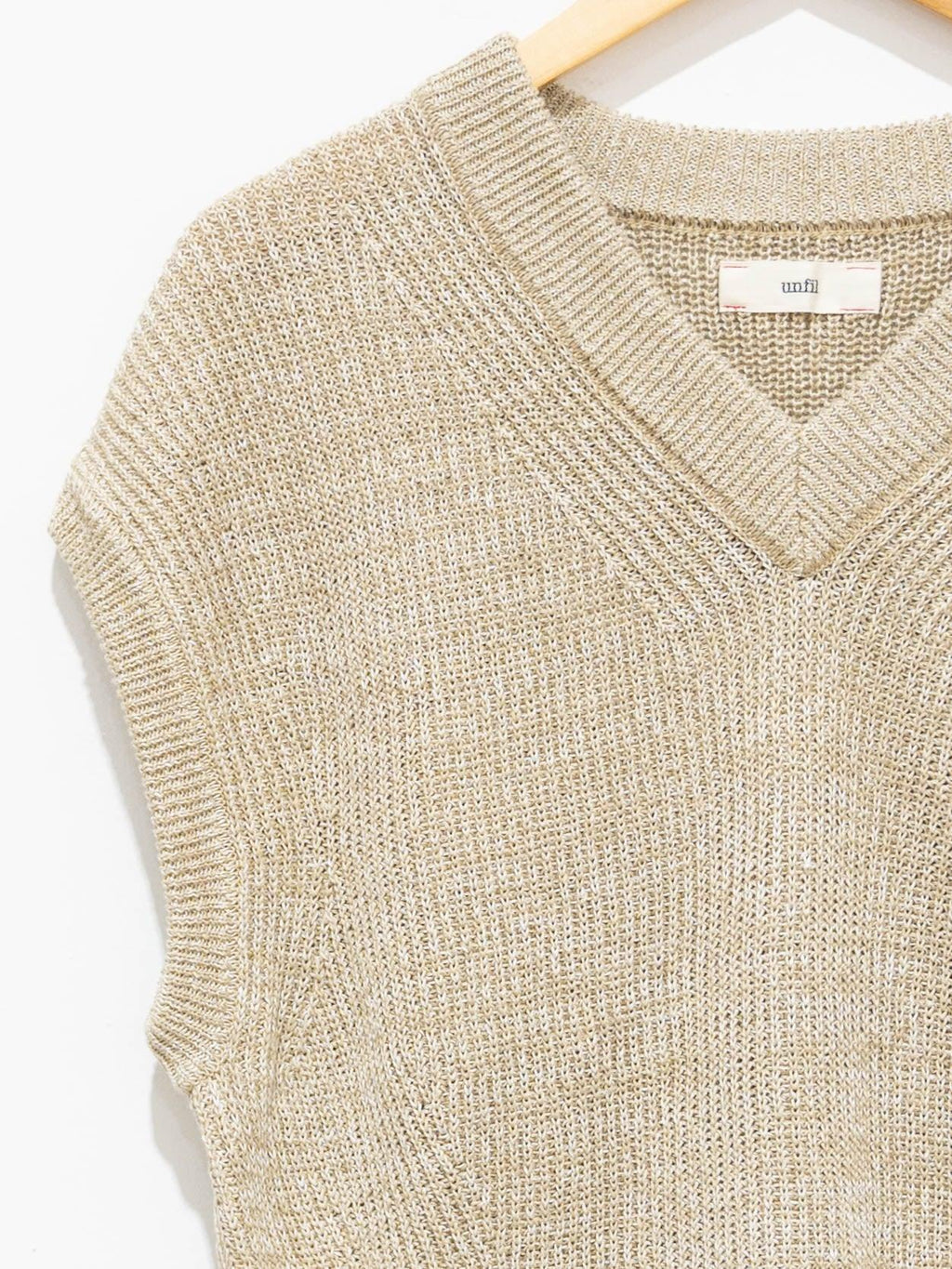 Namu Shop - Unfil Organic Hemp Ribbed Sleeveless Knit - Beige Mix