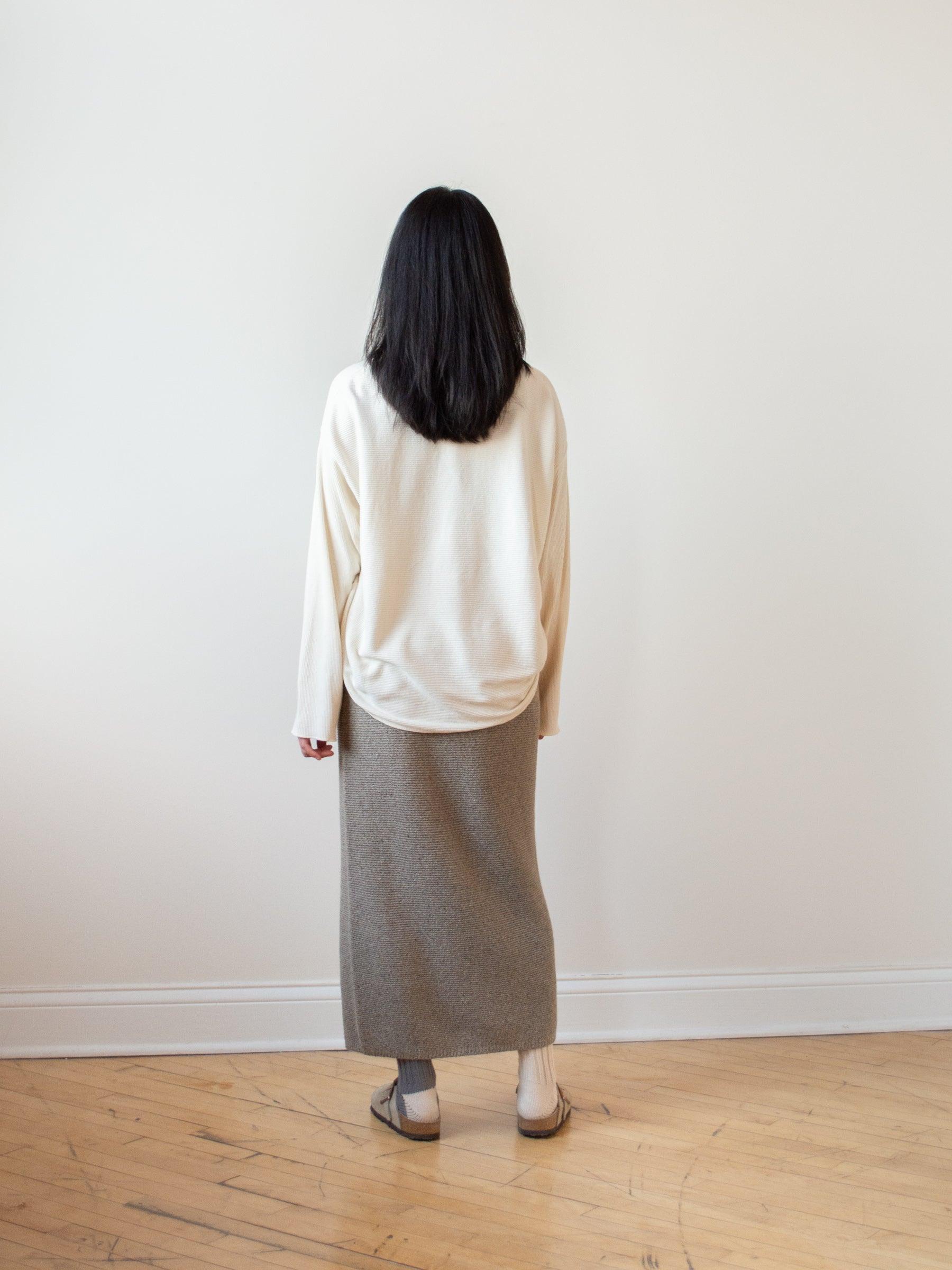 Namu Shop - Unfil Raw Silk Ribbed Jersey Boatneck Tee - Natural