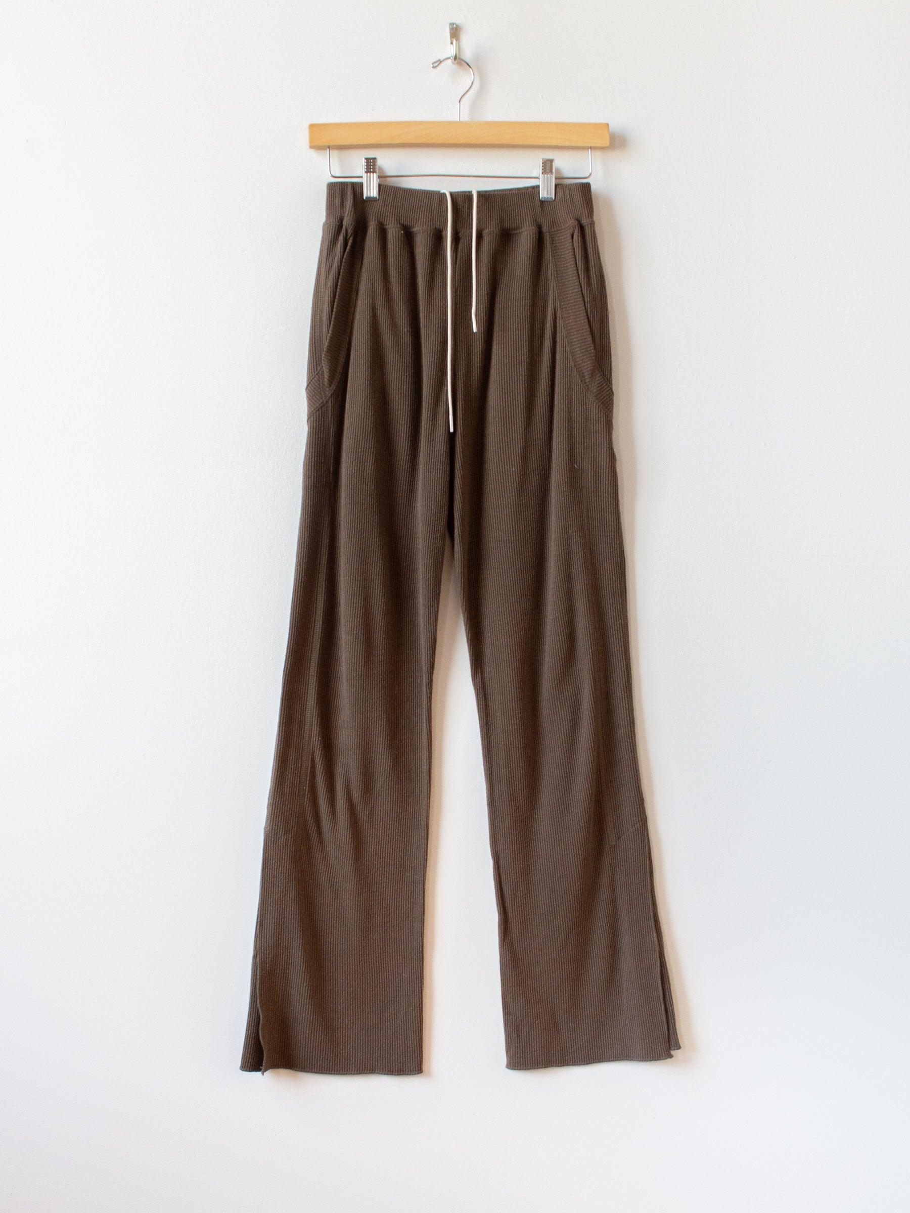 Raw Silk Ribbed Jersey Pants - Coffee Brown